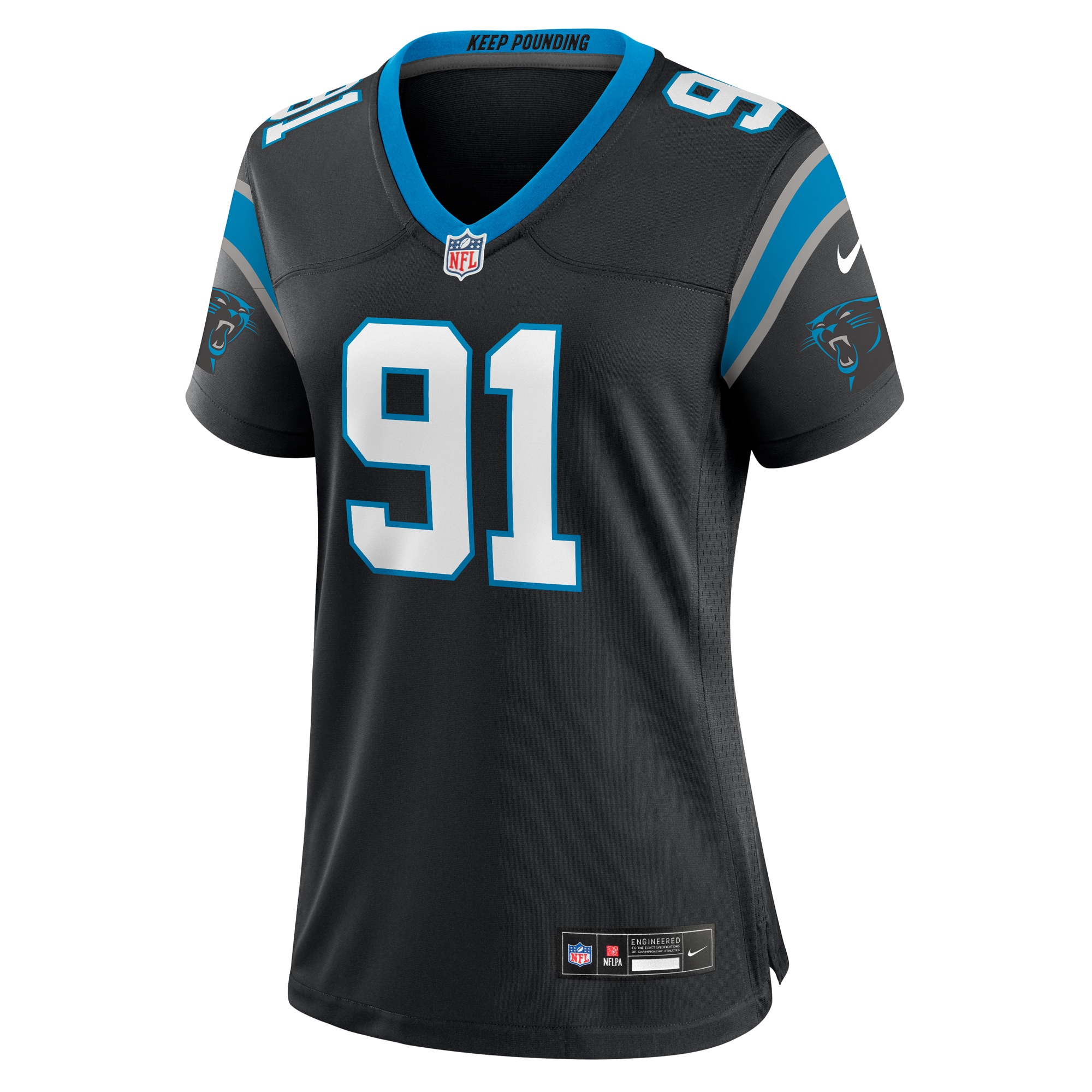 Alternative view of Women's Carolina Panthers Nick Thurman Black Team Game Jersey JS3994 nicesnker