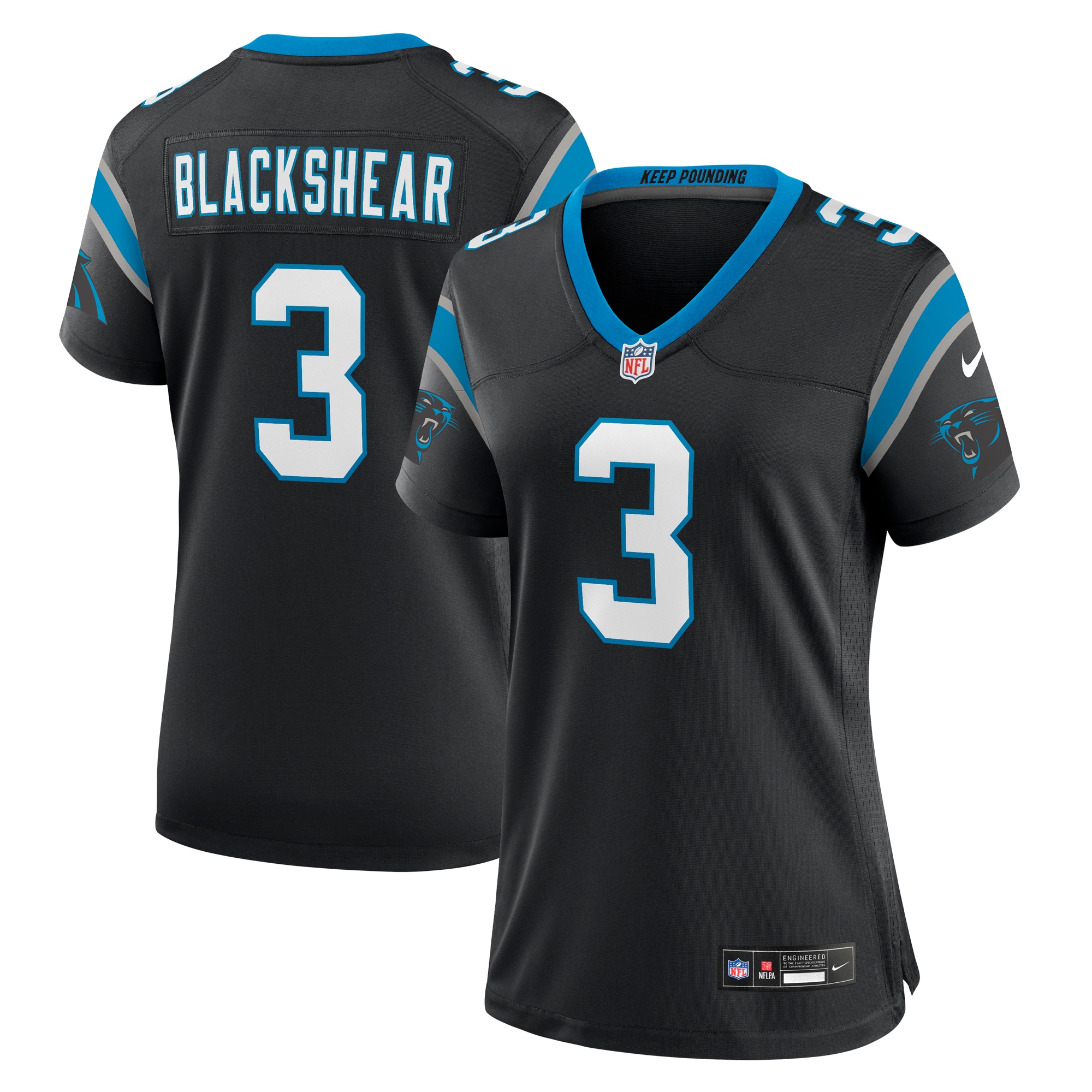 Women's Carolina Panthers Raheem Blackshear Black Team Game Jersey JS4683 nicesnker