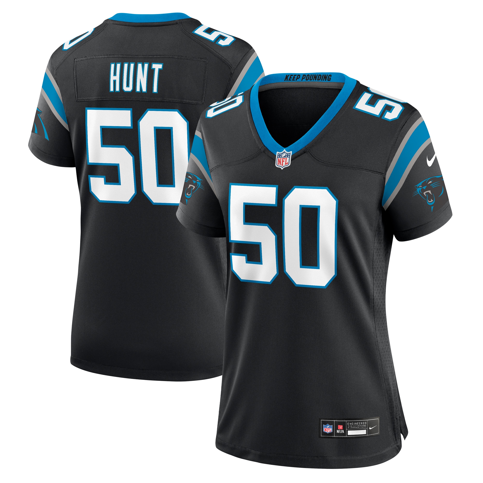 Women's Carolina Panthers Robert Hunt Black Game Jersey JS8971 nicesnker