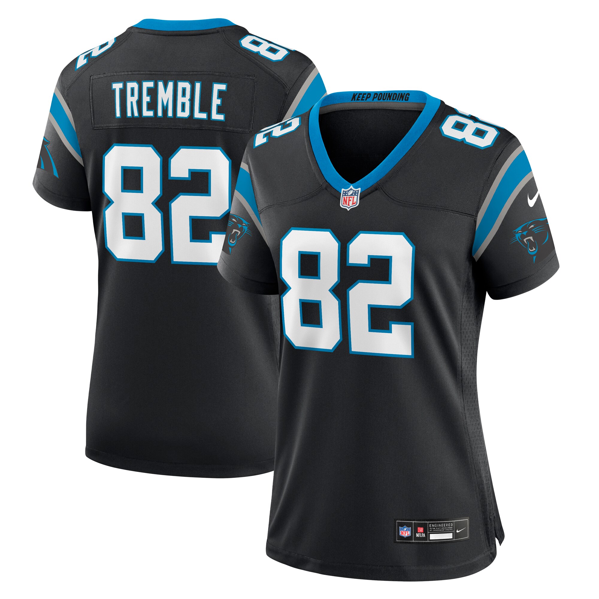 Women's Carolina Panthers Tommy Tremble Black Team Game Jersey JS4751 nicesnker