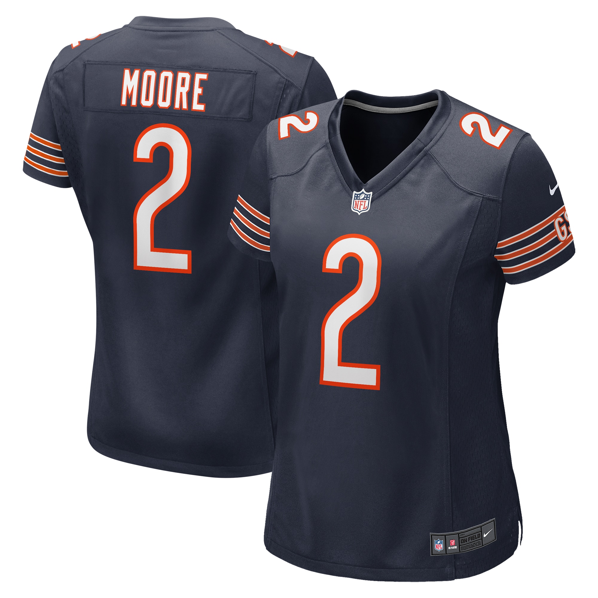 Women's Chicago Bears D.J. Moore Navy Player Jersey JS3600 nicesnker