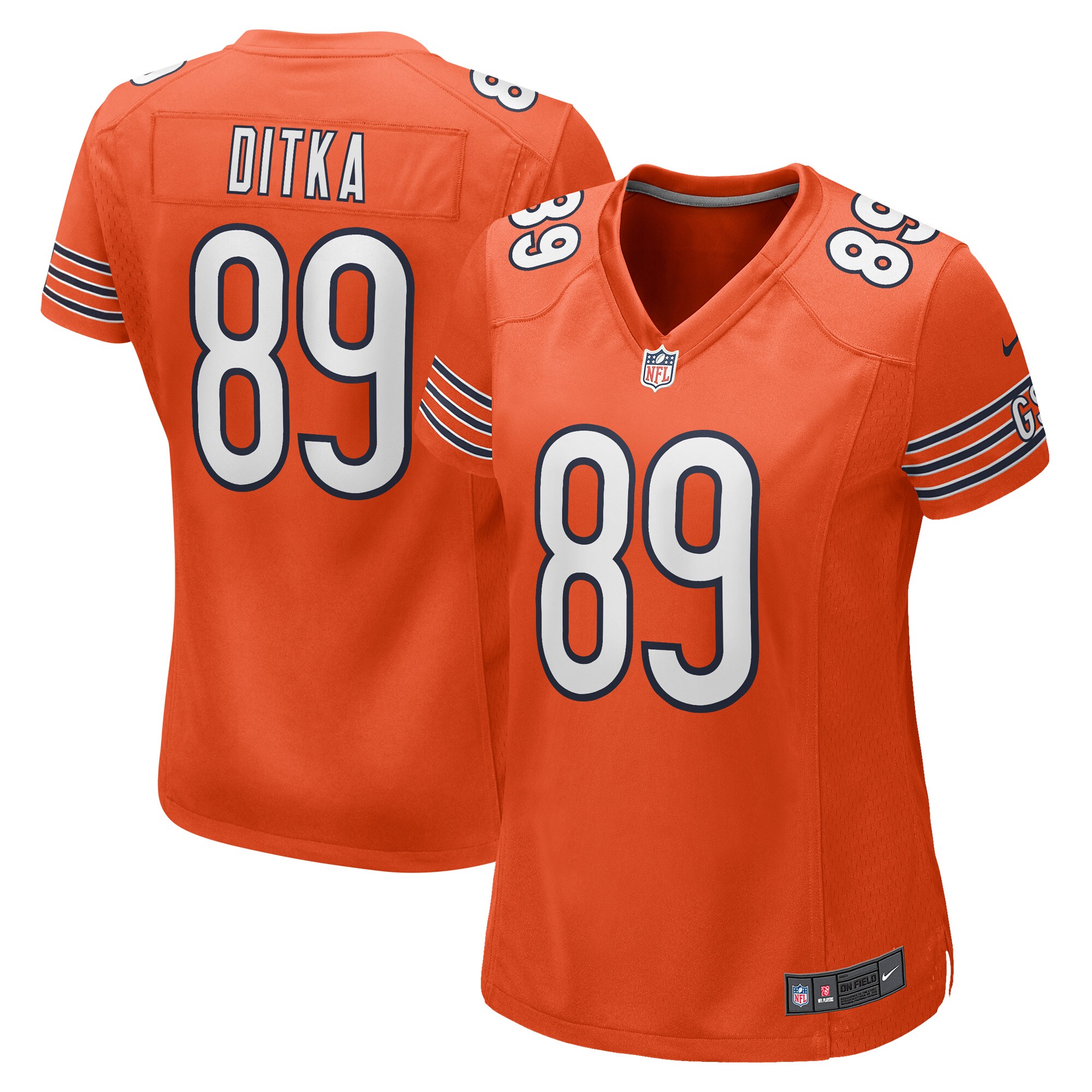 Women's Chicago Bears Mike Ditka Orange Retired Player Jersey JS1192 nicesnker