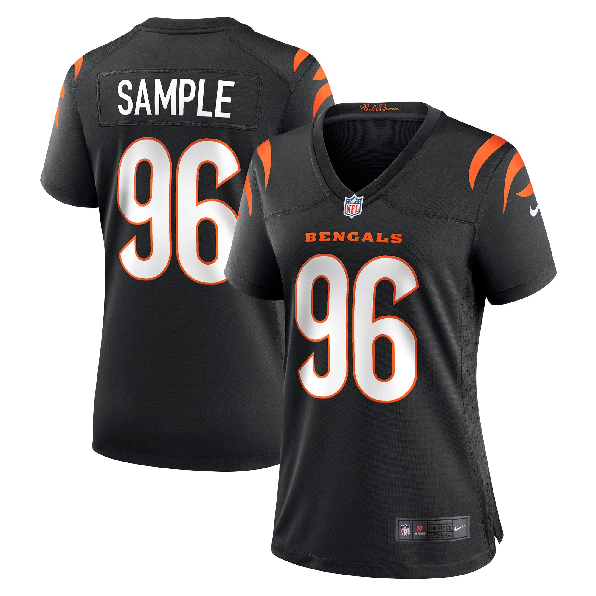 Women's Cincinnati Bengals Cam Sample Black Game Jersey JS2566 nicesnker