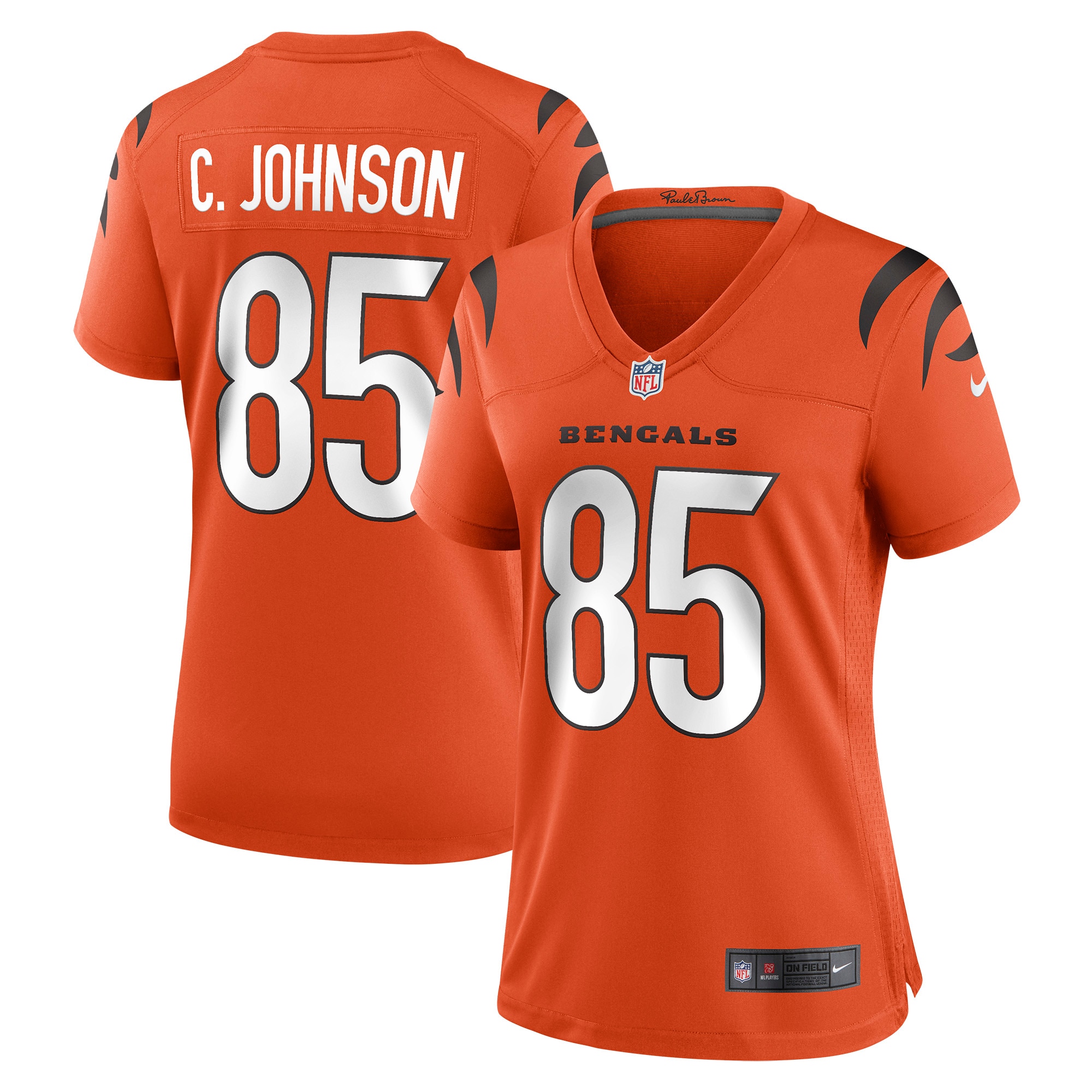 Women's Cincinnati Bengals Chad Johnson Orange Retired Game Jersey JS4311 nicesnker