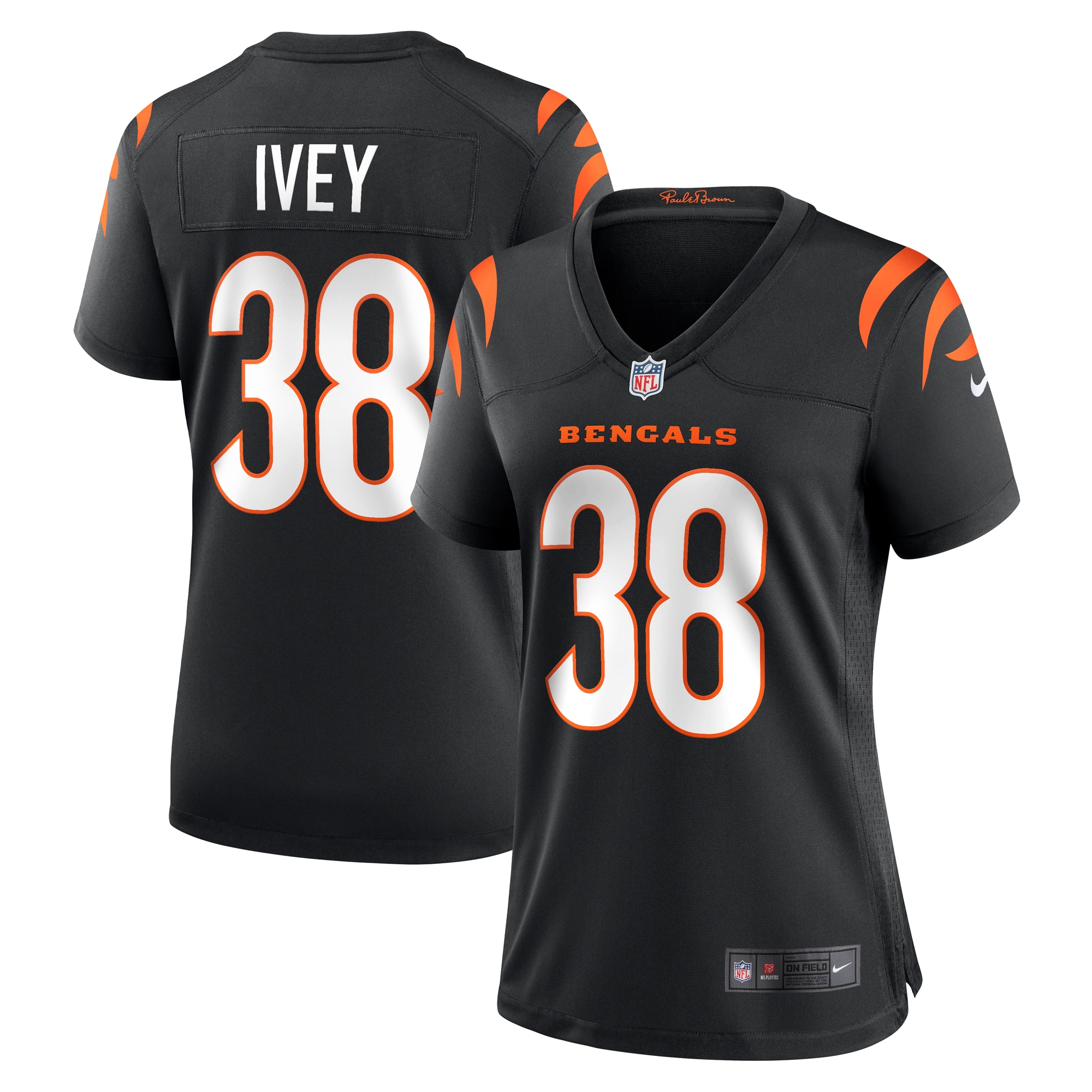 Women's Cincinnati Bengals DJ Ivey Black Team Game Jersey JS4529 nicesnker