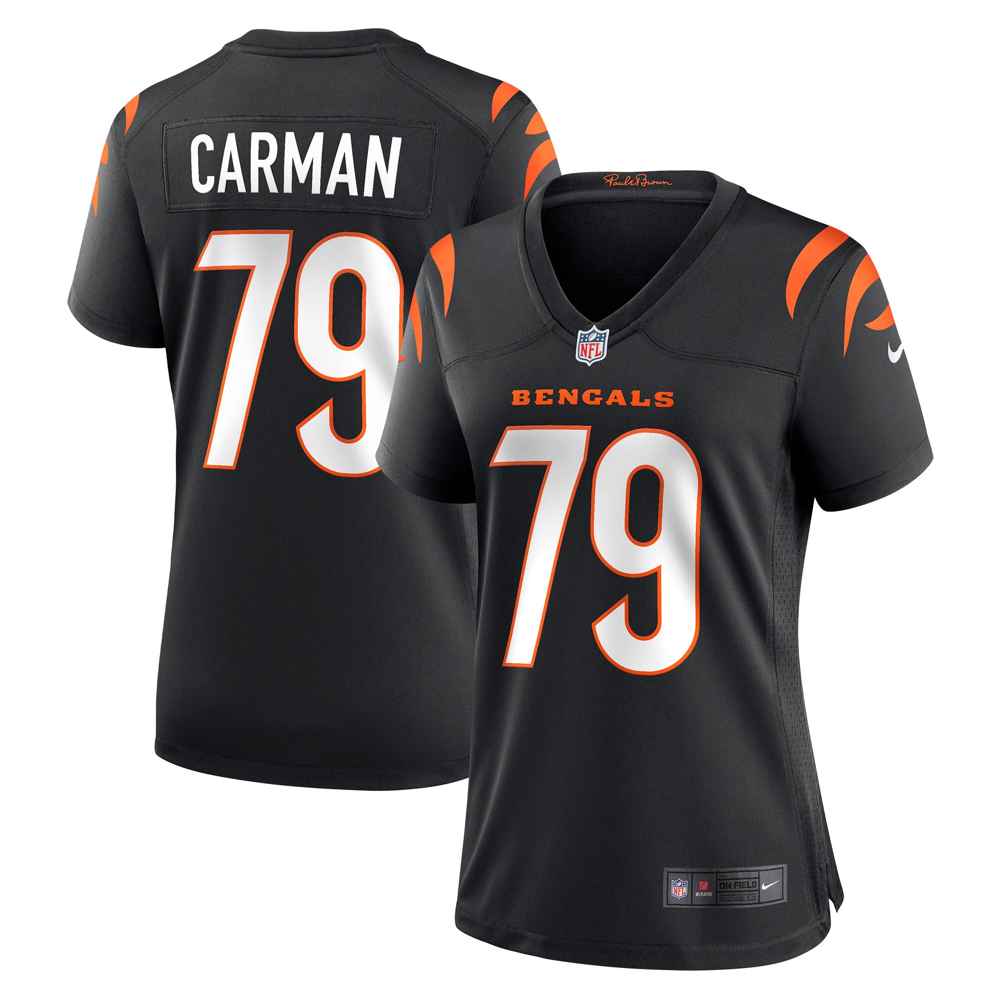 Women's Cincinnati Bengals Jackson Carman Black Game Jersey JS3669 nicesnker