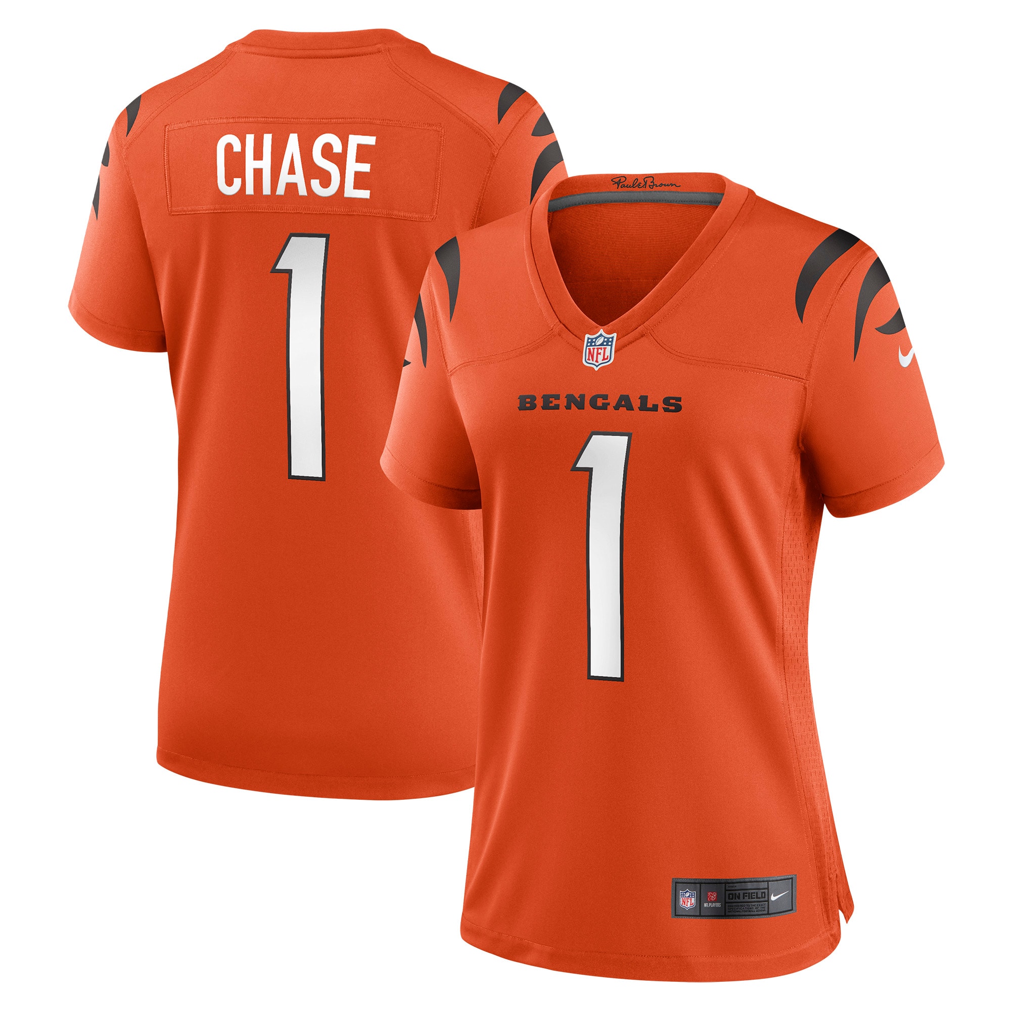 Women's Cincinnati Bengals Ja'Marr Chase Orange Game Jersey JS3114 nicesnker