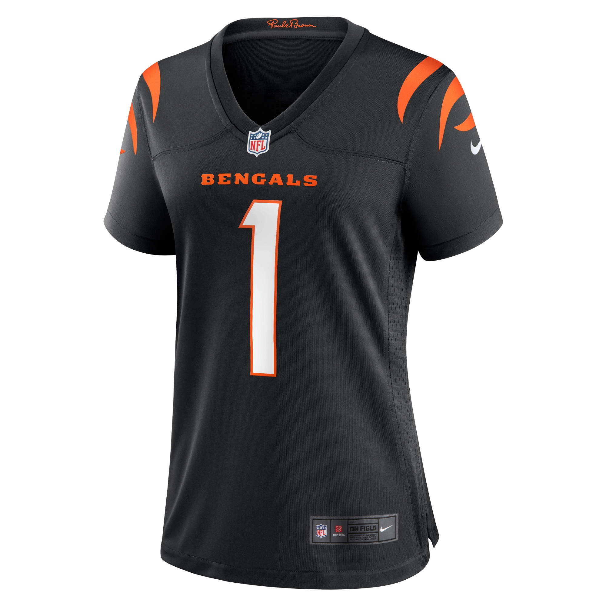 Alternative view of Women's Cincinnati Bengals Number 1 Mom Black Game Jersey JS6995 nicesnker