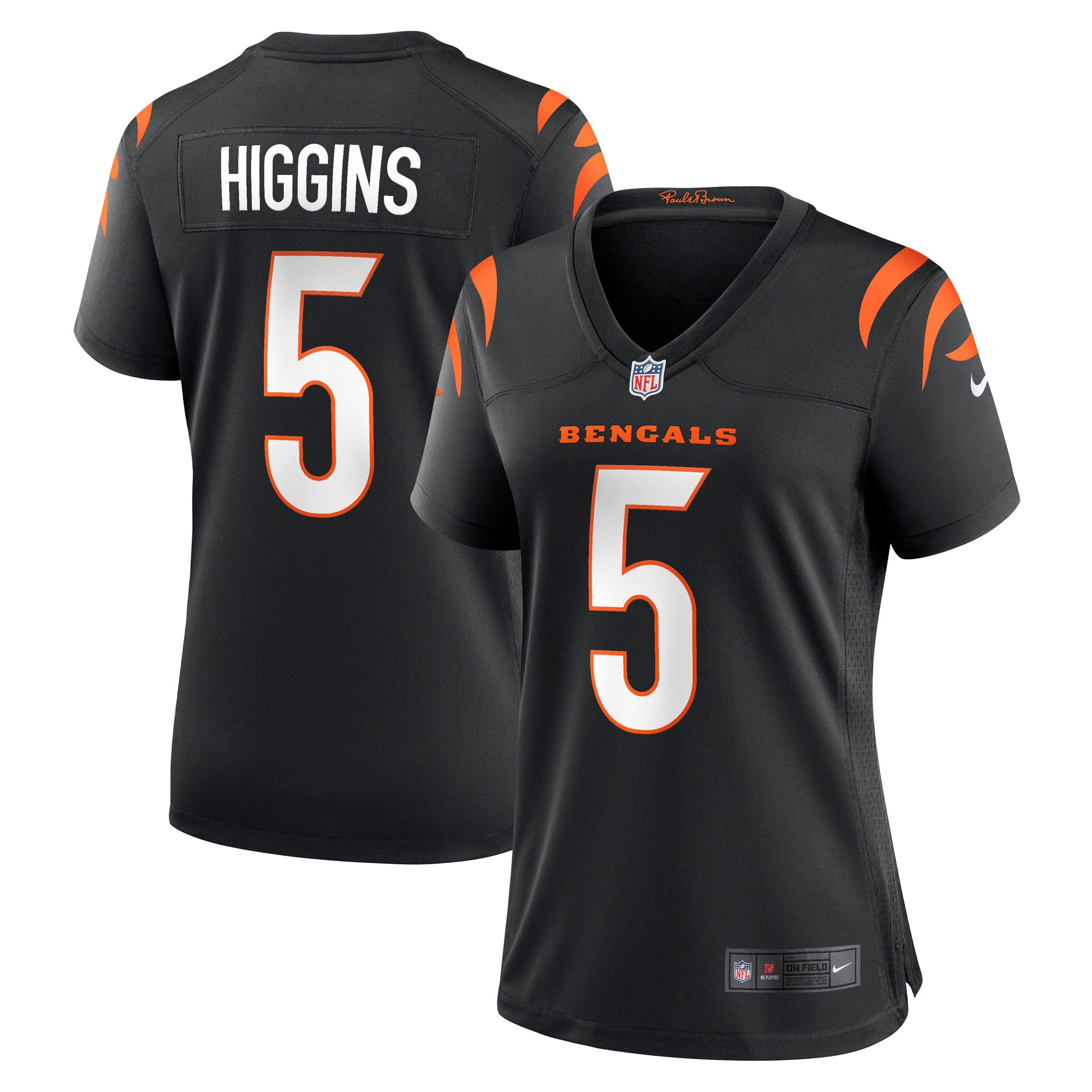 Women's Cincinnati Bengals Tee Higgins Black Game Player Jersey JS4415 nicesnker