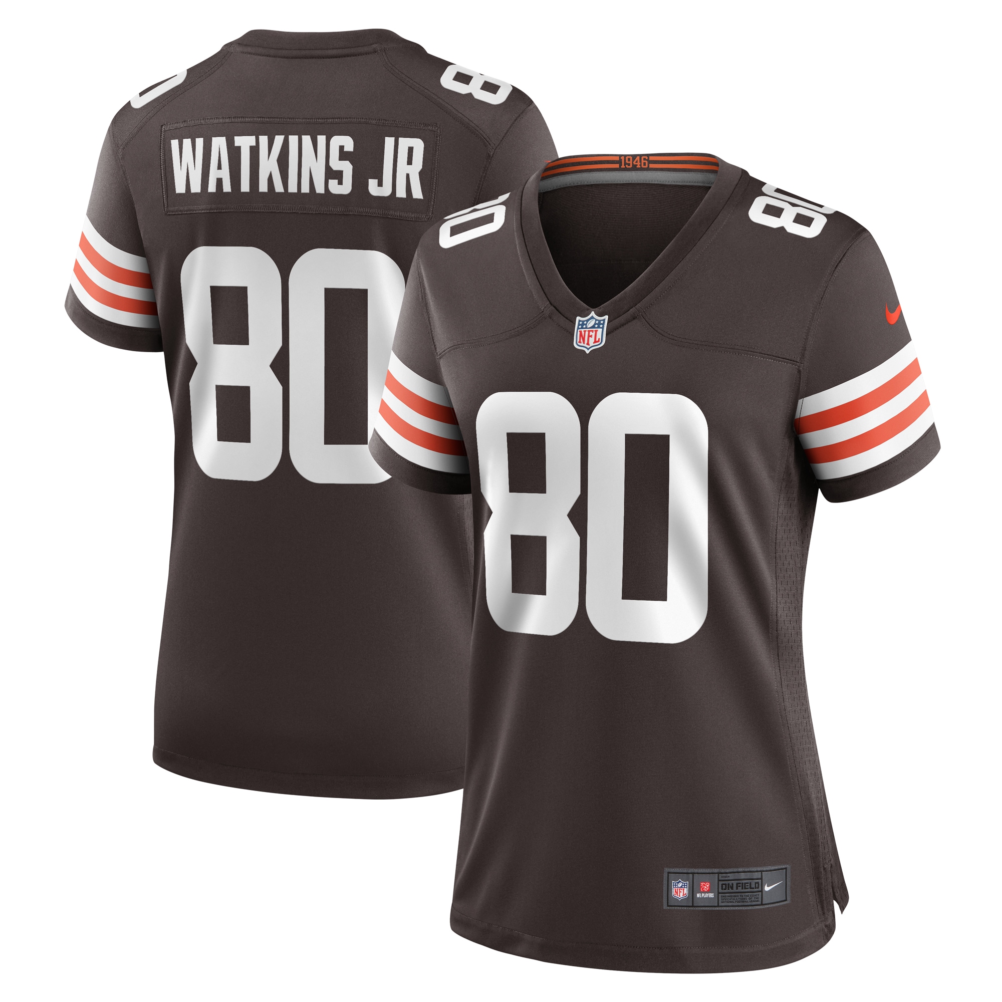 Women's Cleveland Browns Austin Watkins Jr. Brown Team Game Jersey JS3034 nicesnker