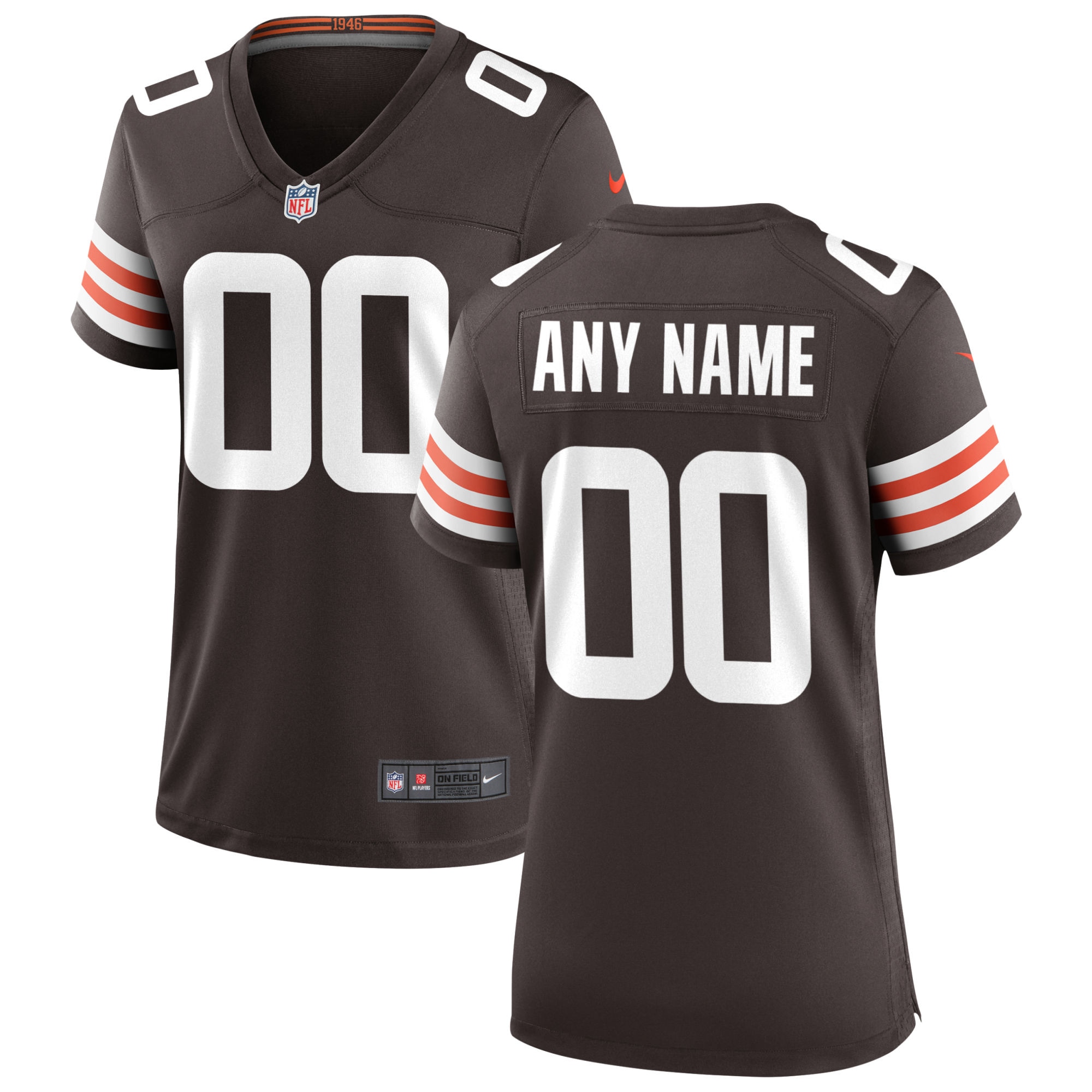 Women's Cleveland Browns Brown Custom Game Jersey JS4836 nicesnker
