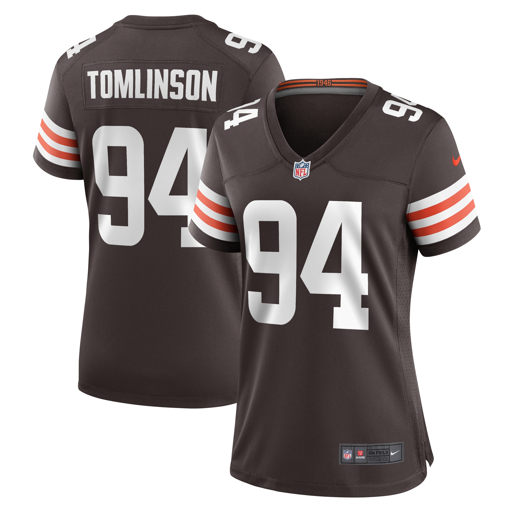 Women's Cleveland Browns Dalvin Tomlinson Brown Game Player Jersey JS6109 nicesnker