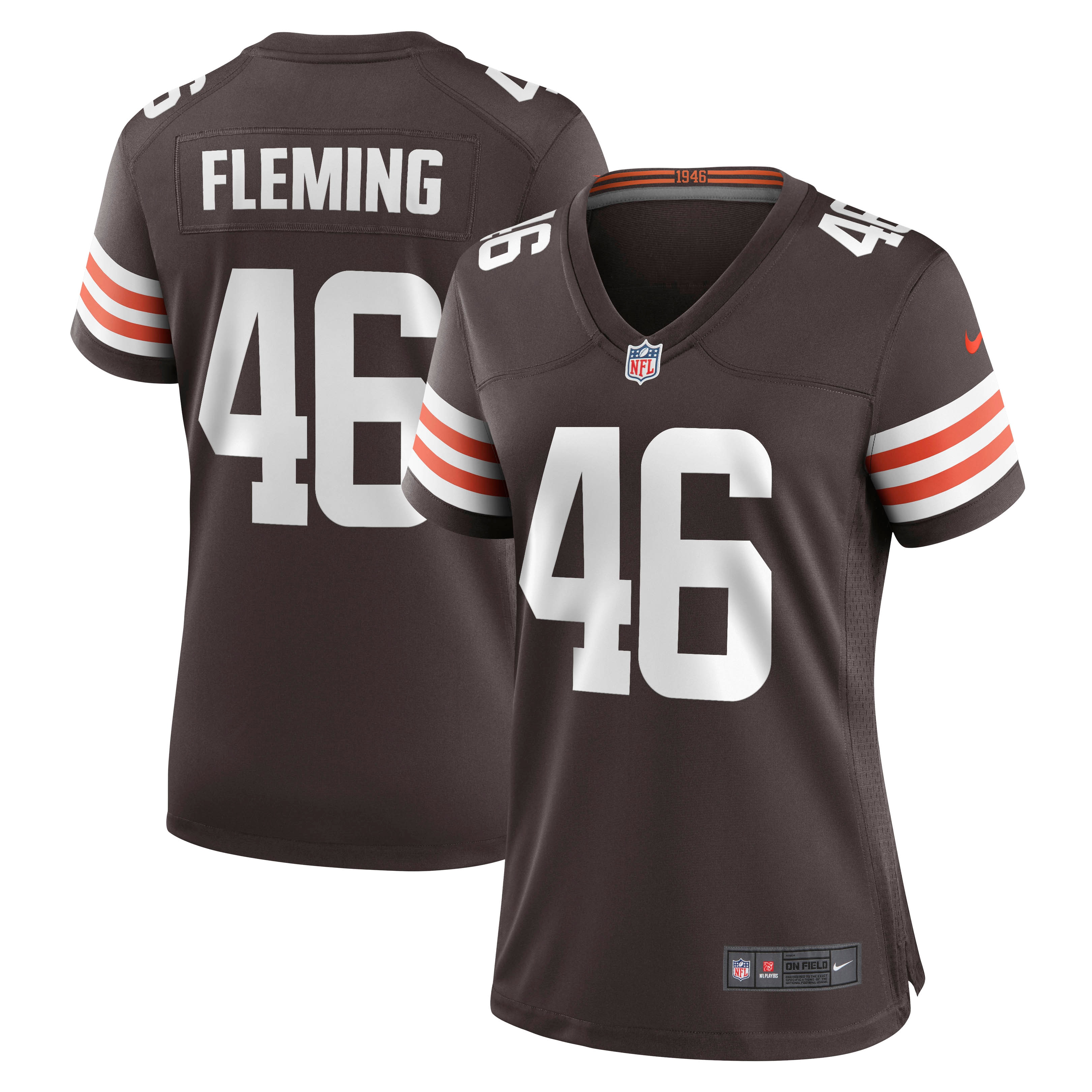 Women's Cleveland Browns Don Fleming Brown Retired Player Jersey JS4714 nicesnker