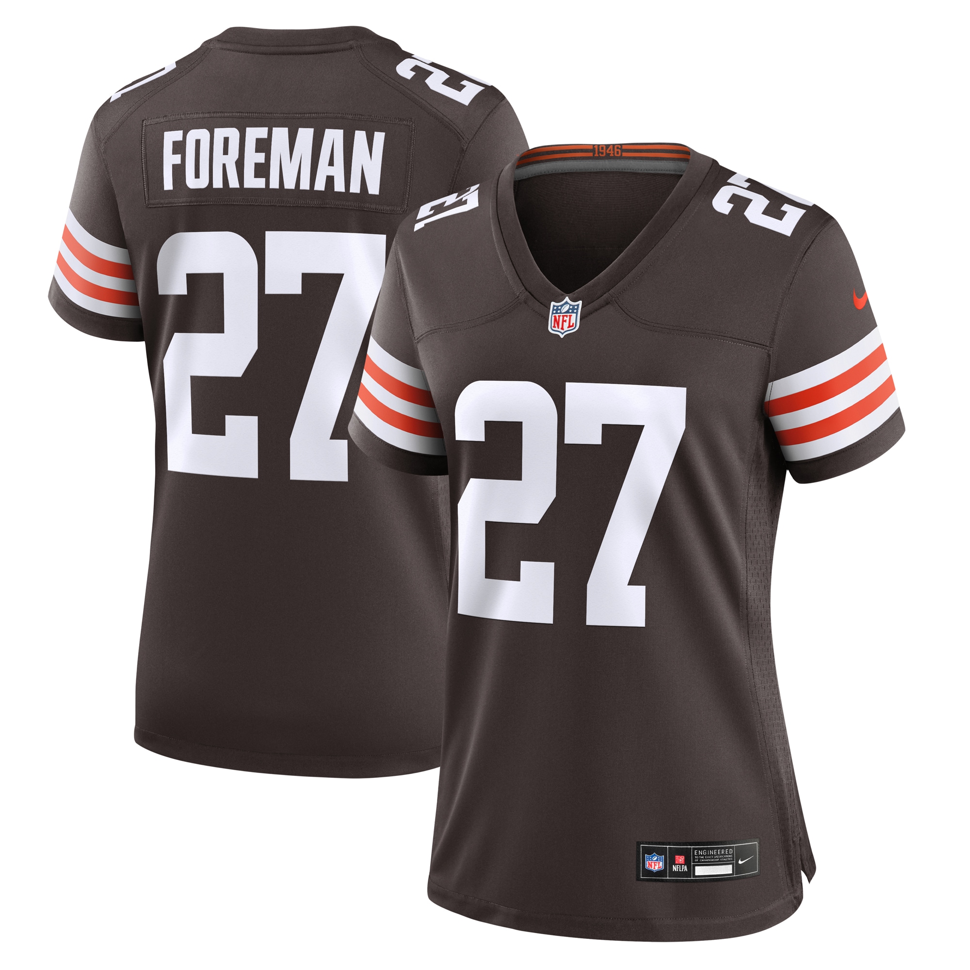 Women's Cleveland Browns D'Onta Foreman Brown Game Jersey JS8636 nicesnker
