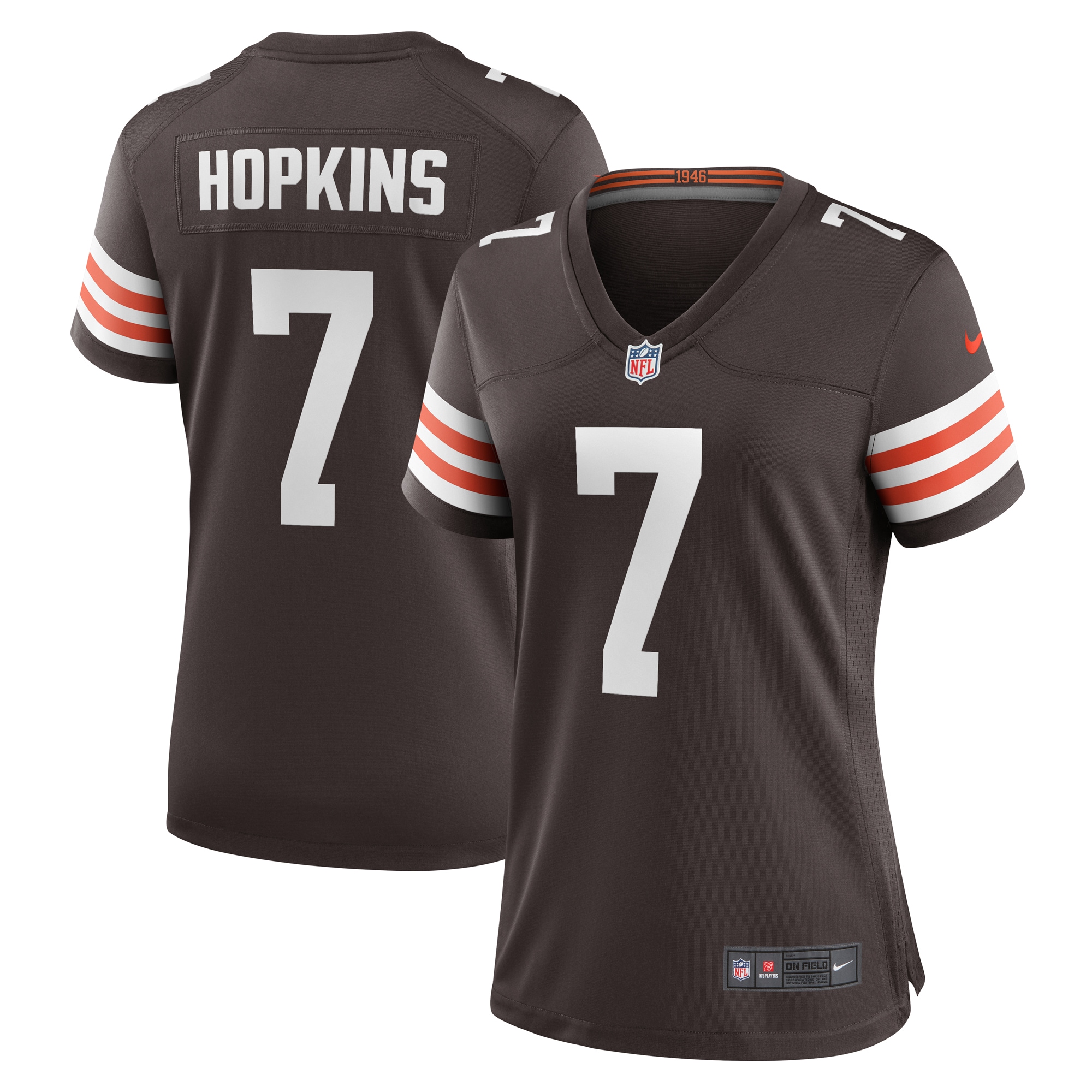 Women's Cleveland Browns Dustin Hopkins Brown Team Game Jersey JS1630 nicesnker