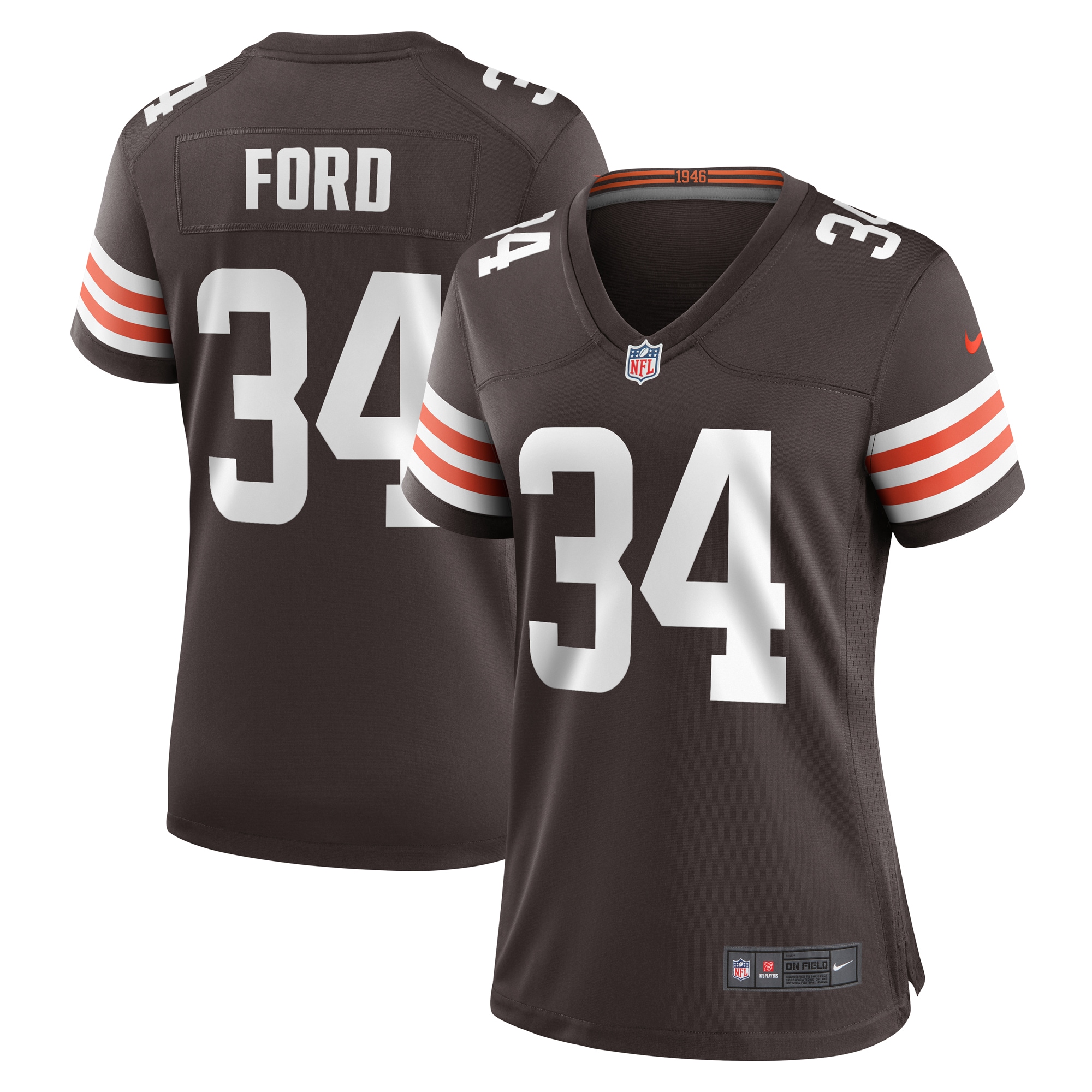 Women's Cleveland Browns Jerome Ford Brown Game Player Jersey JS8607 nicesnker
