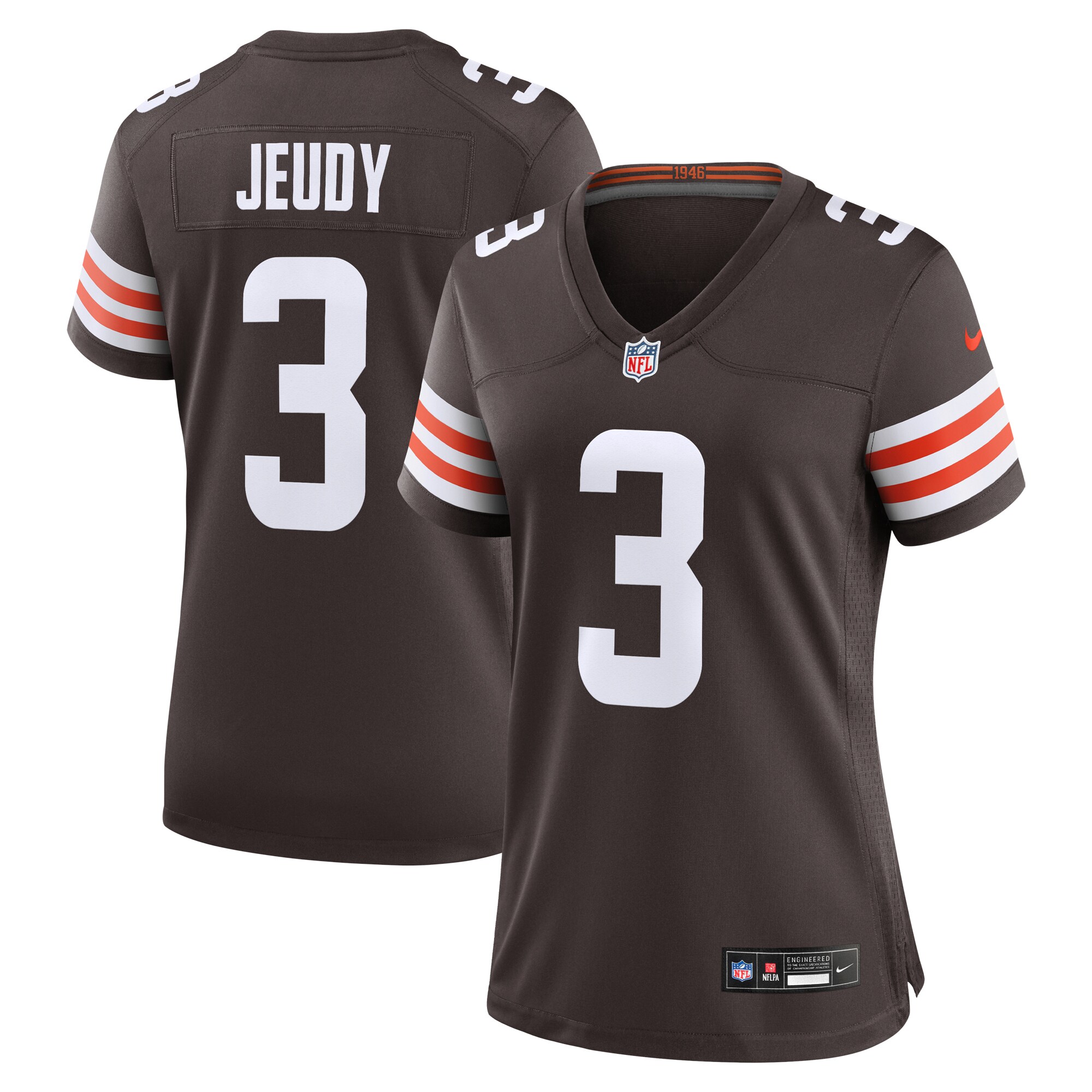 Women's Cleveland Browns Jerry Jeudy Brown Game Jersey JS1911 nicesnker