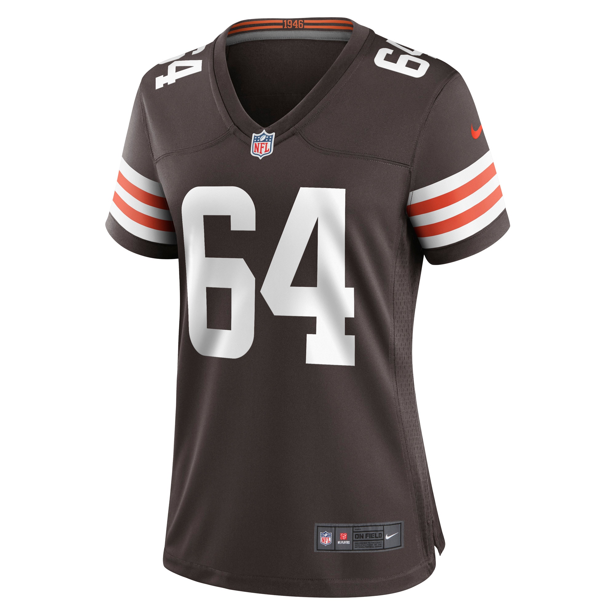 Alternative view of Women's Cleveland Browns Joe DeLamielleure Brown Game Retired Player Jersey JS6881 nicesnker