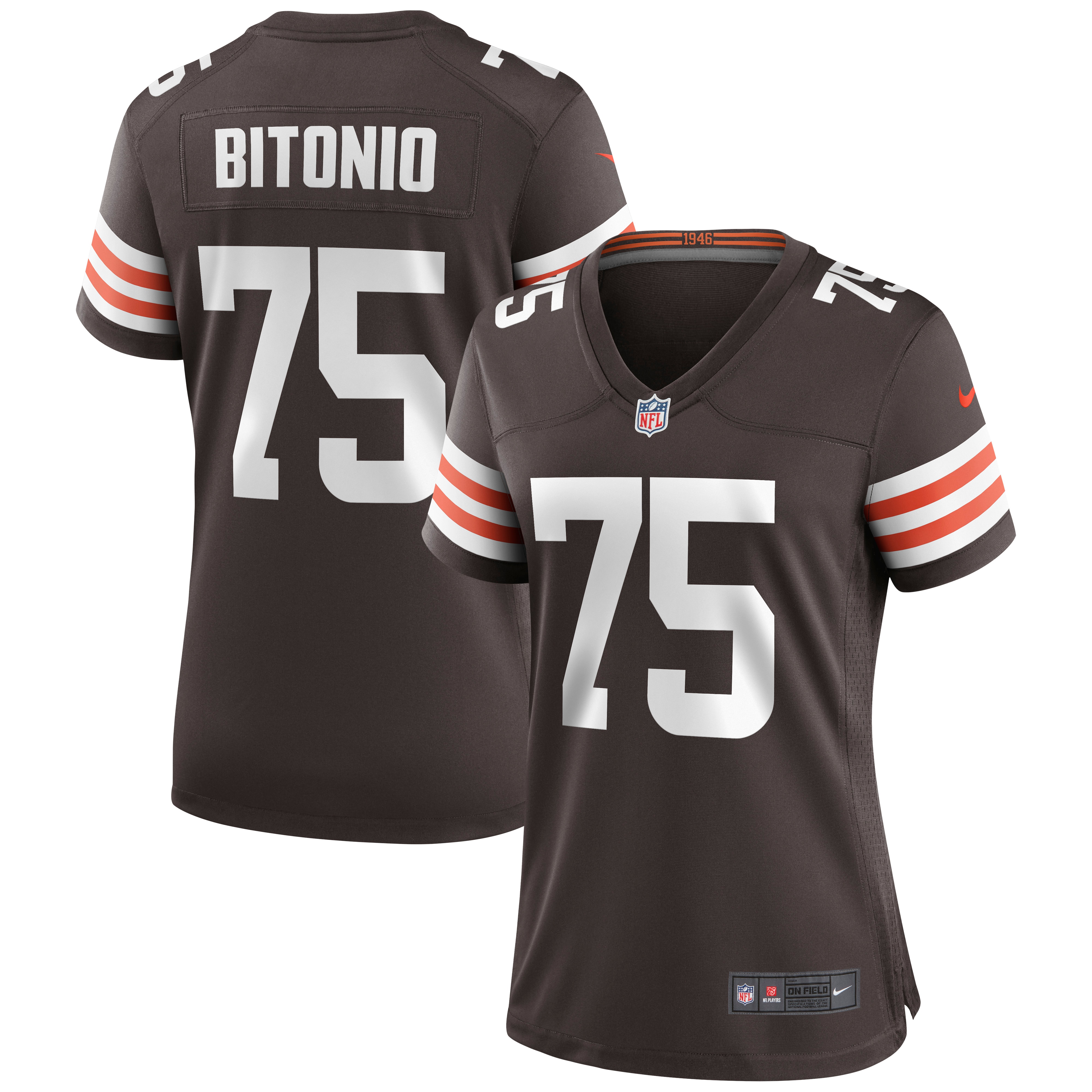 Women's Cleveland Browns Joel Bitonio Brown Game Jersey JS9032 nicesnker