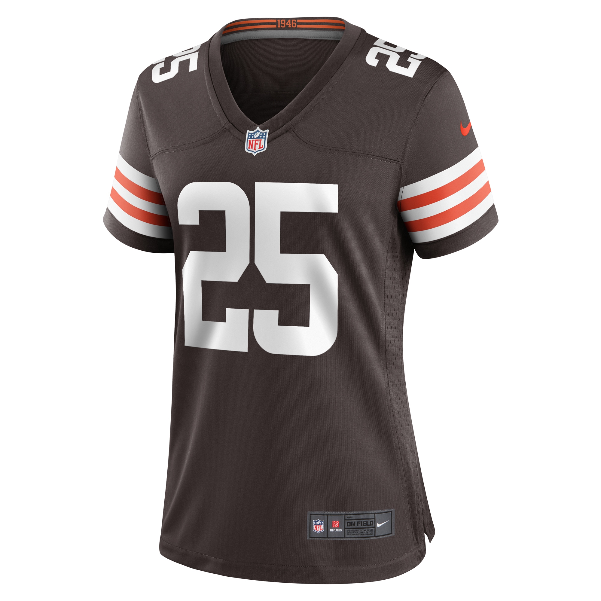 Alternative view of Women's Cleveland Browns Kahlef Hailassie Brown Team Game Jersey JS3498 nicesnker