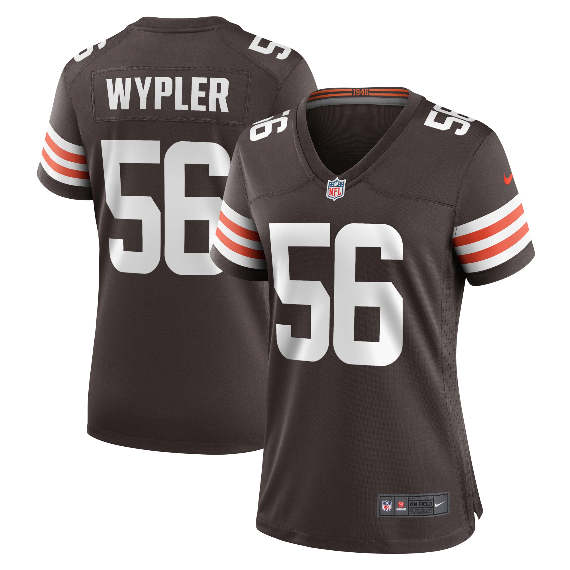 Women's Cleveland Browns Luke Wypler Brown Team Game Jersey JS9540 nicesnker