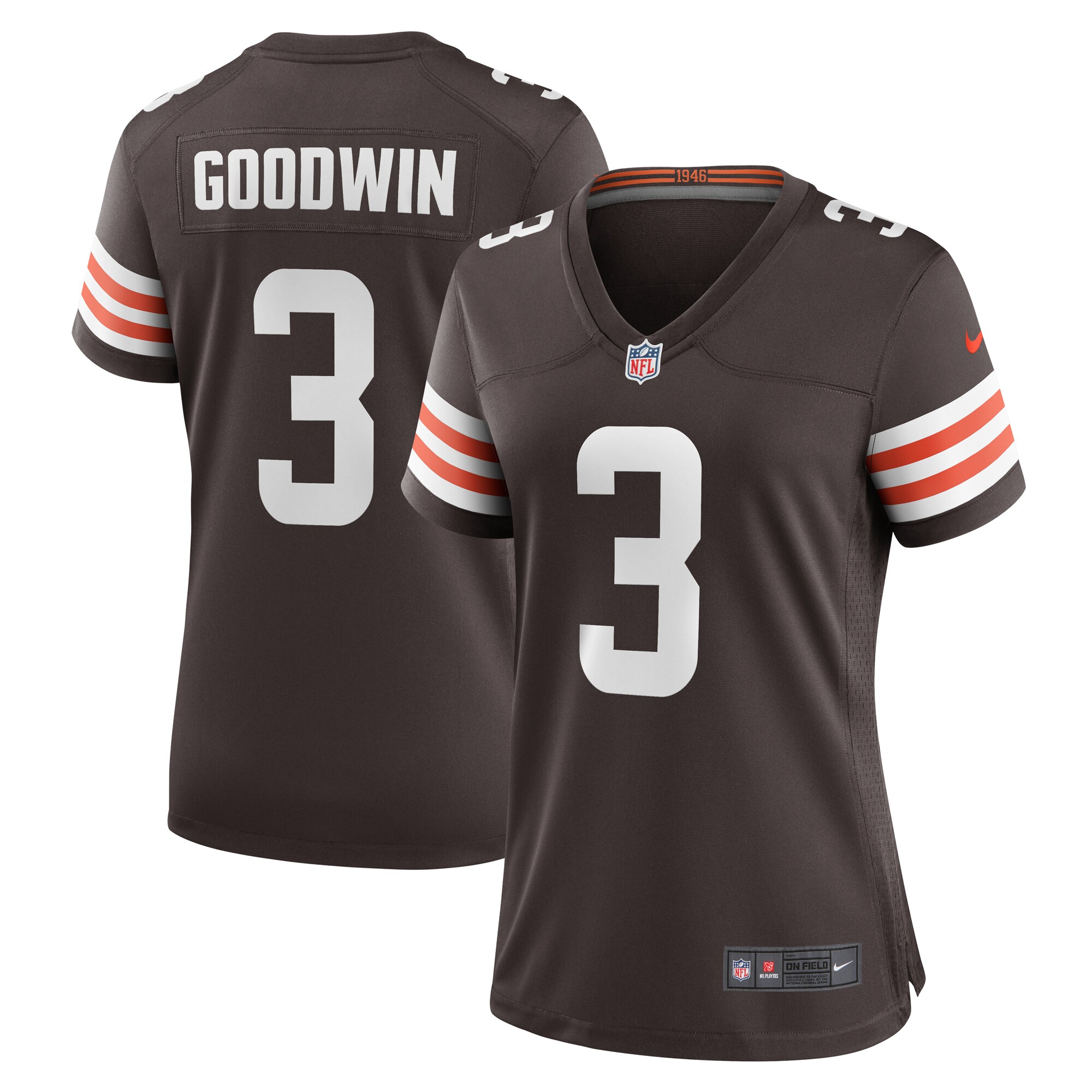 Women's Cleveland Browns Marquise Goodwin Brown Game Jersey JS3767 nicesnker
