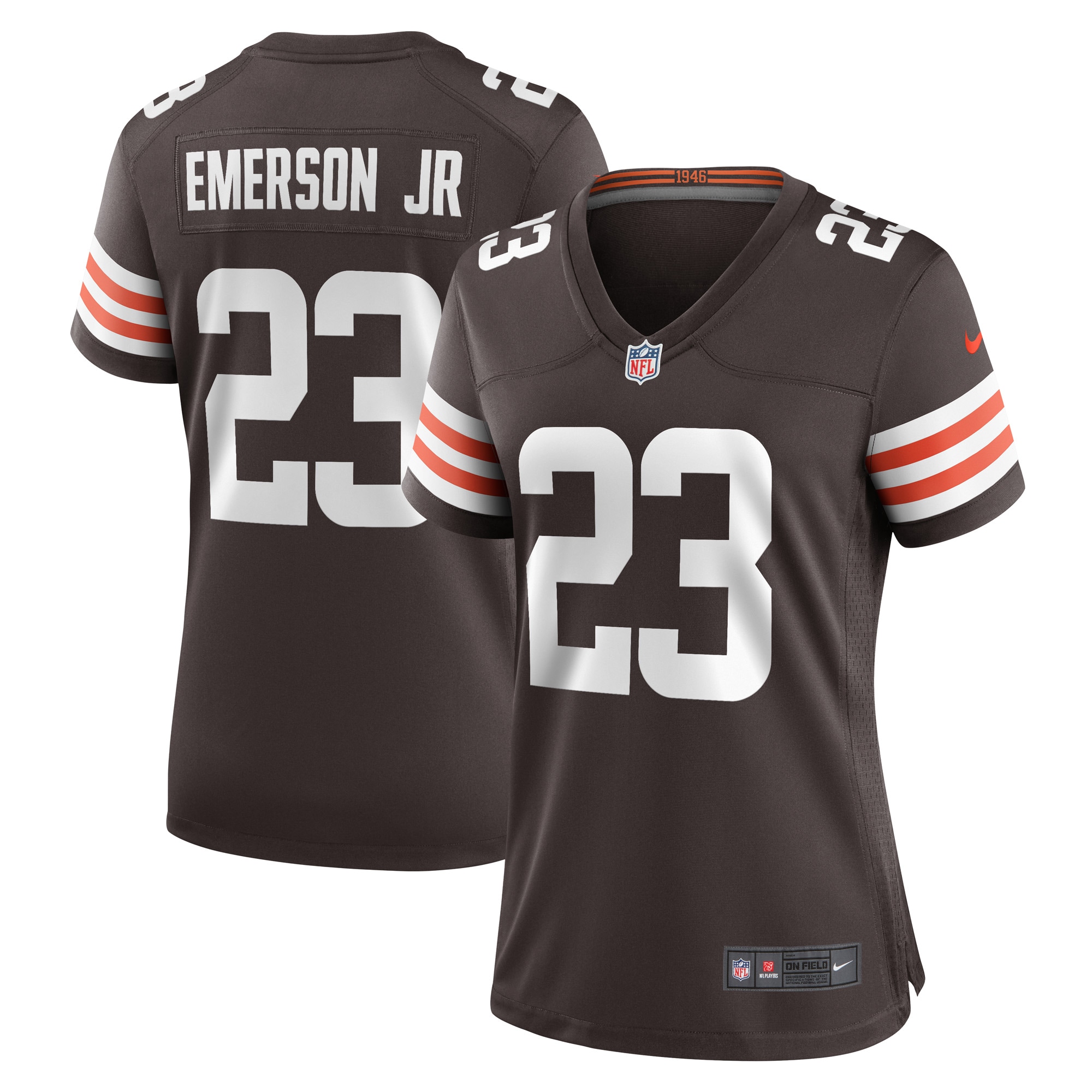 Women's Cleveland Browns Martin Emerson Jr. Brown Game Player Jersey JS7865 nicesnker