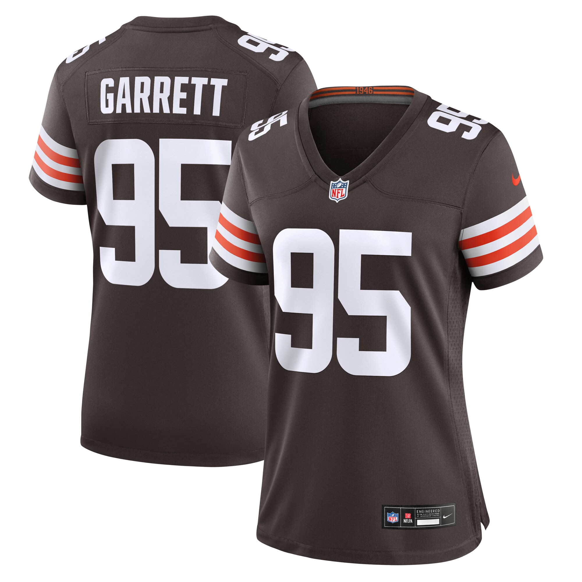 Women's Cleveland Browns Myles Garrett Brown Game Jersey JS5526 nicesnker