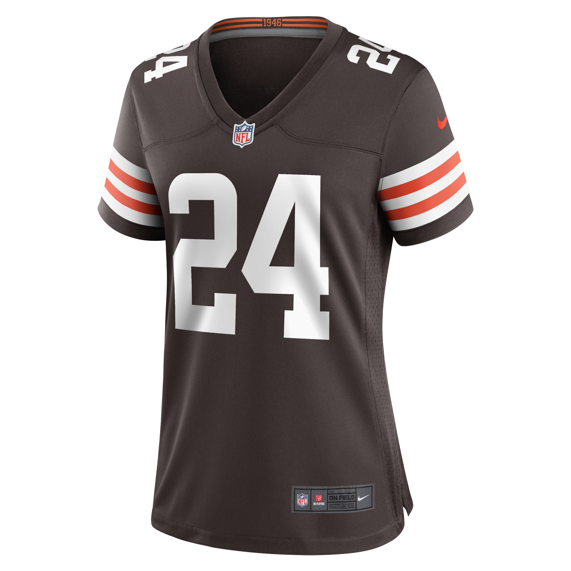 Alternative view of Women's Cleveland Browns Nick Chubb Brown Team Game Jersey JS8665 nicesnker