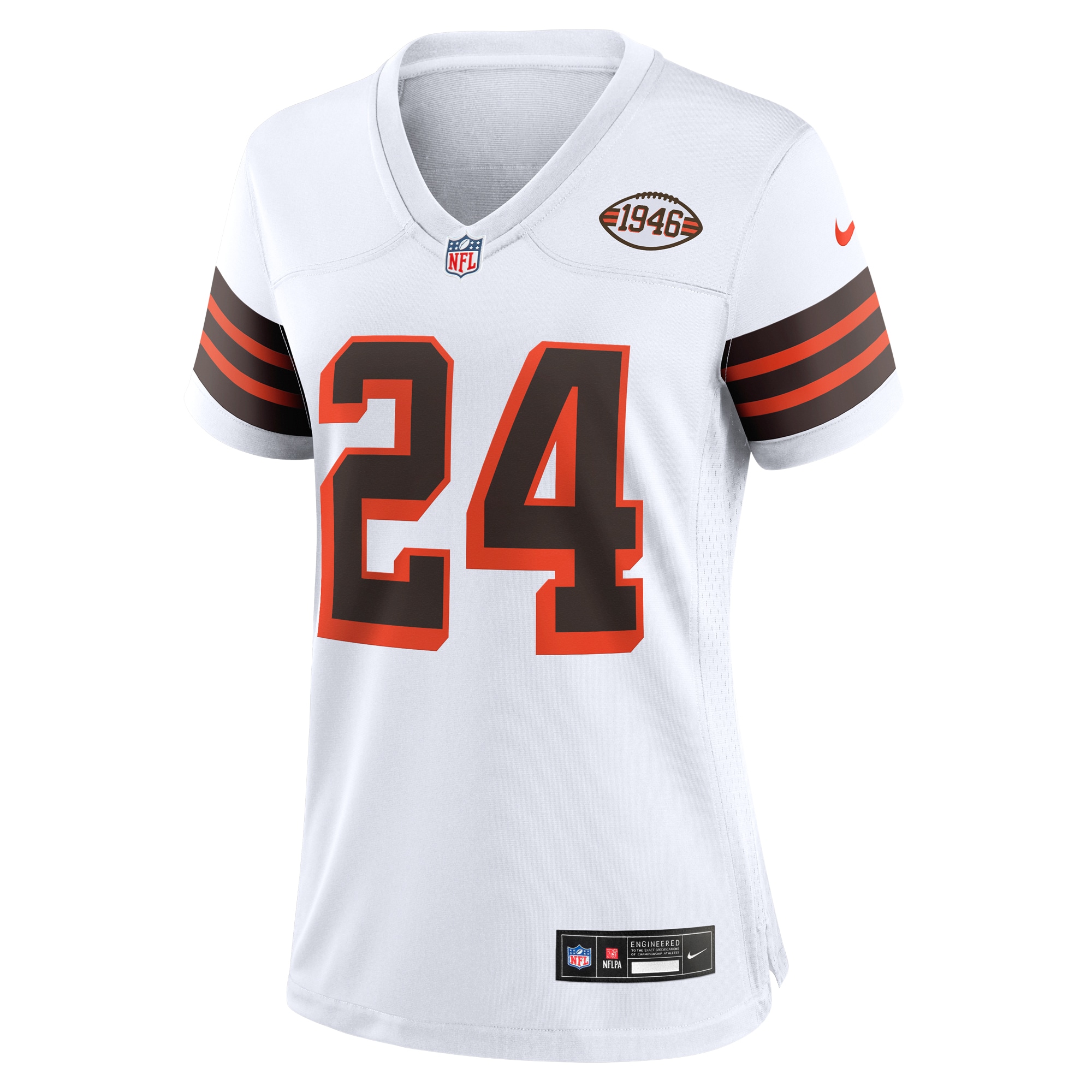 Alternative view of Women's Cleveland Browns Nick Chubb White Alternate Game Jersey JS3869 nicesnker