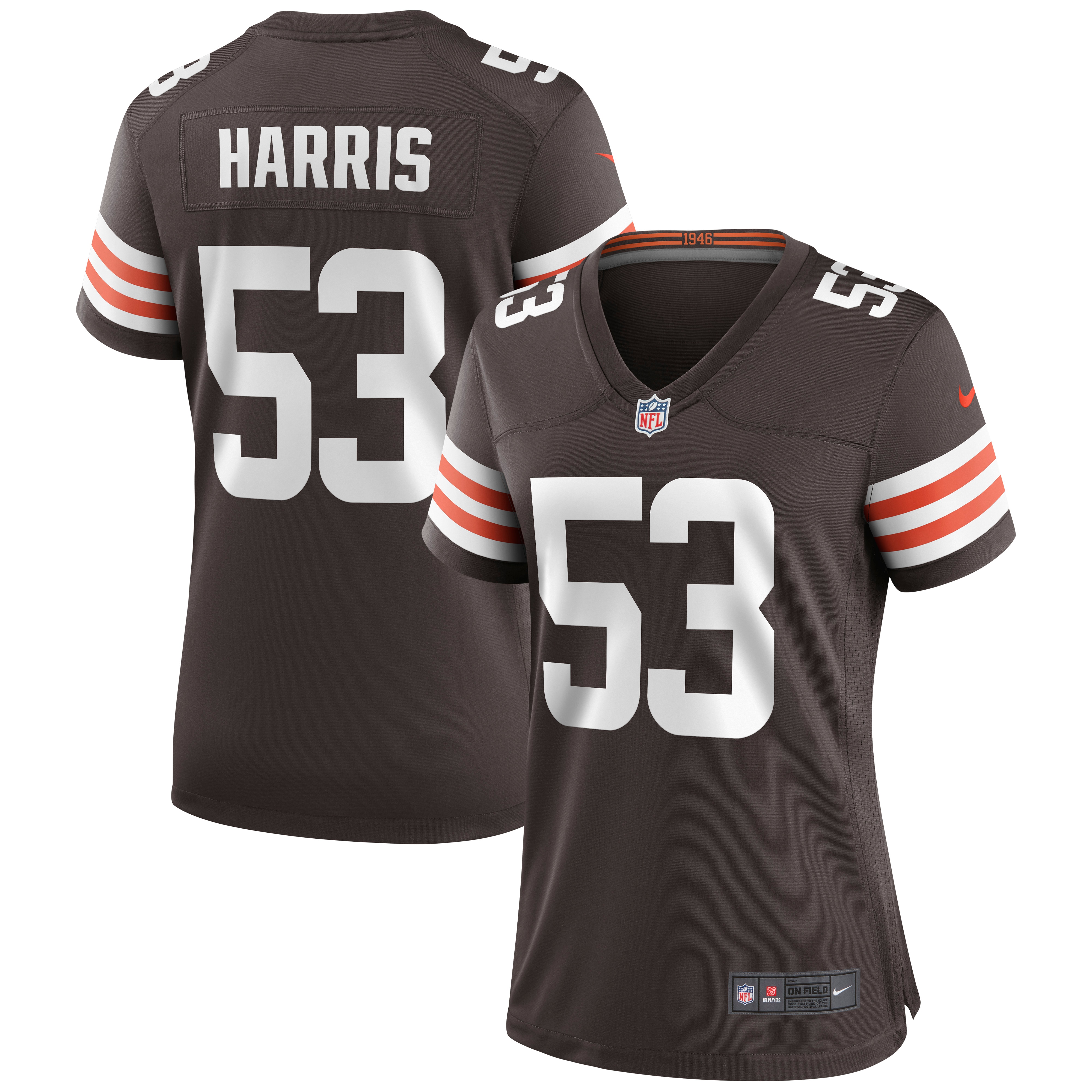 Women's Cleveland Browns Nick Harris Brown Game Jersey JS3847 nicesnker