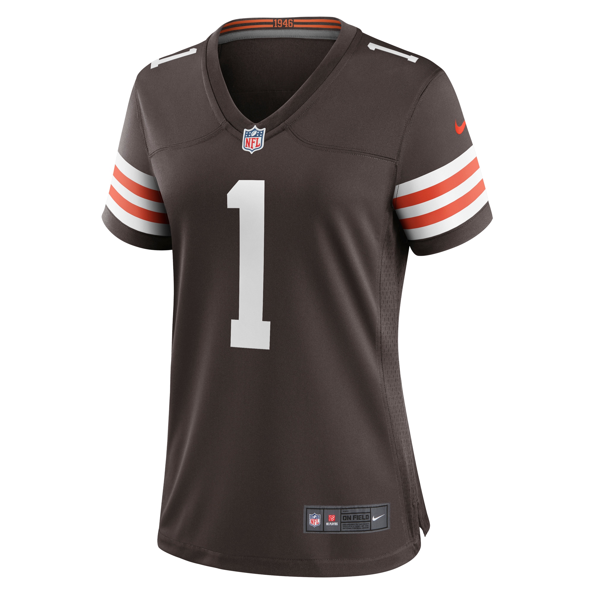 Alternative view of Women's Cleveland Browns Number 1 Mom Brown Game Jersey JS7249 nicesnker
