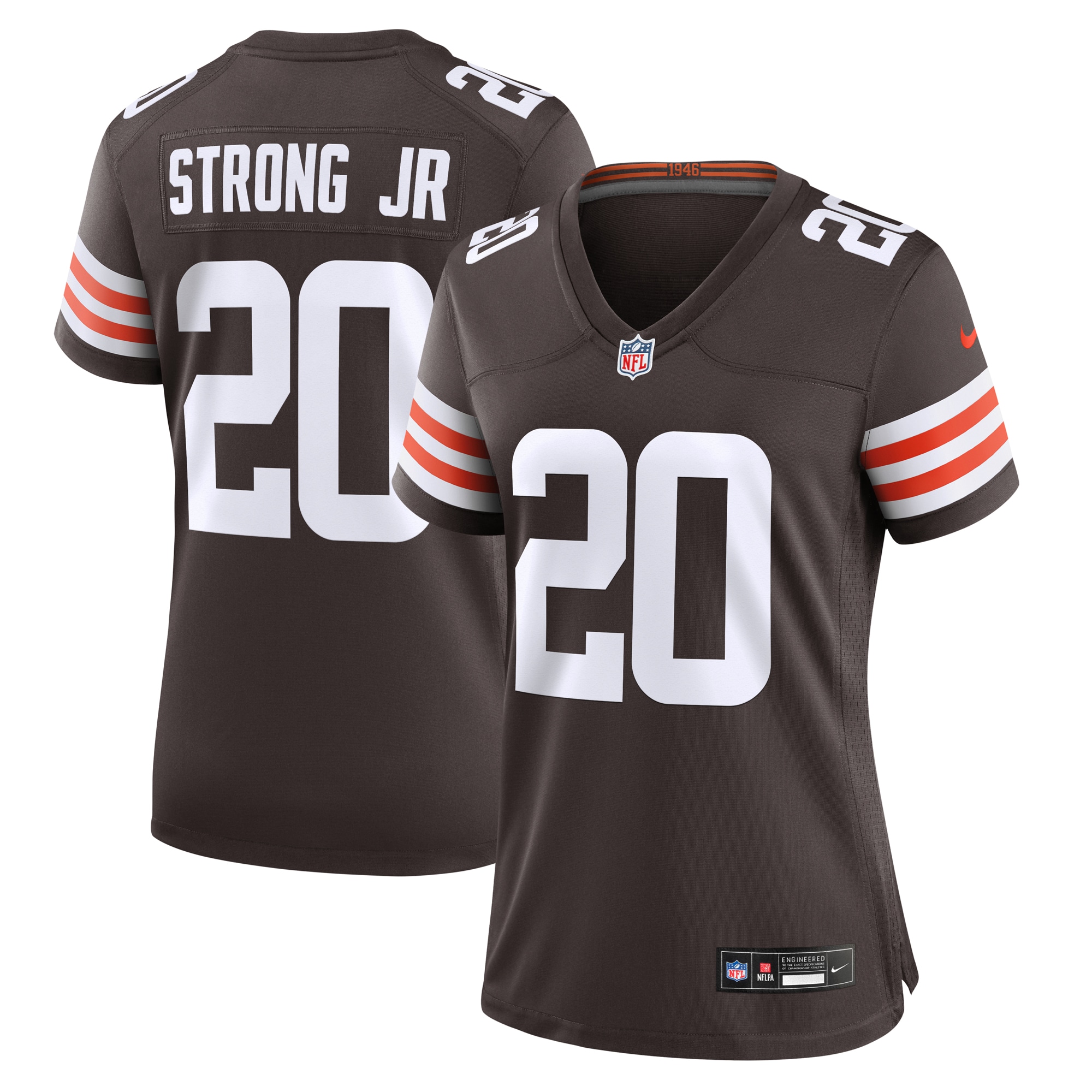 Women's Cleveland Browns Pierre Strong Jr. Brown Game Jersey JS2294 nicesnker