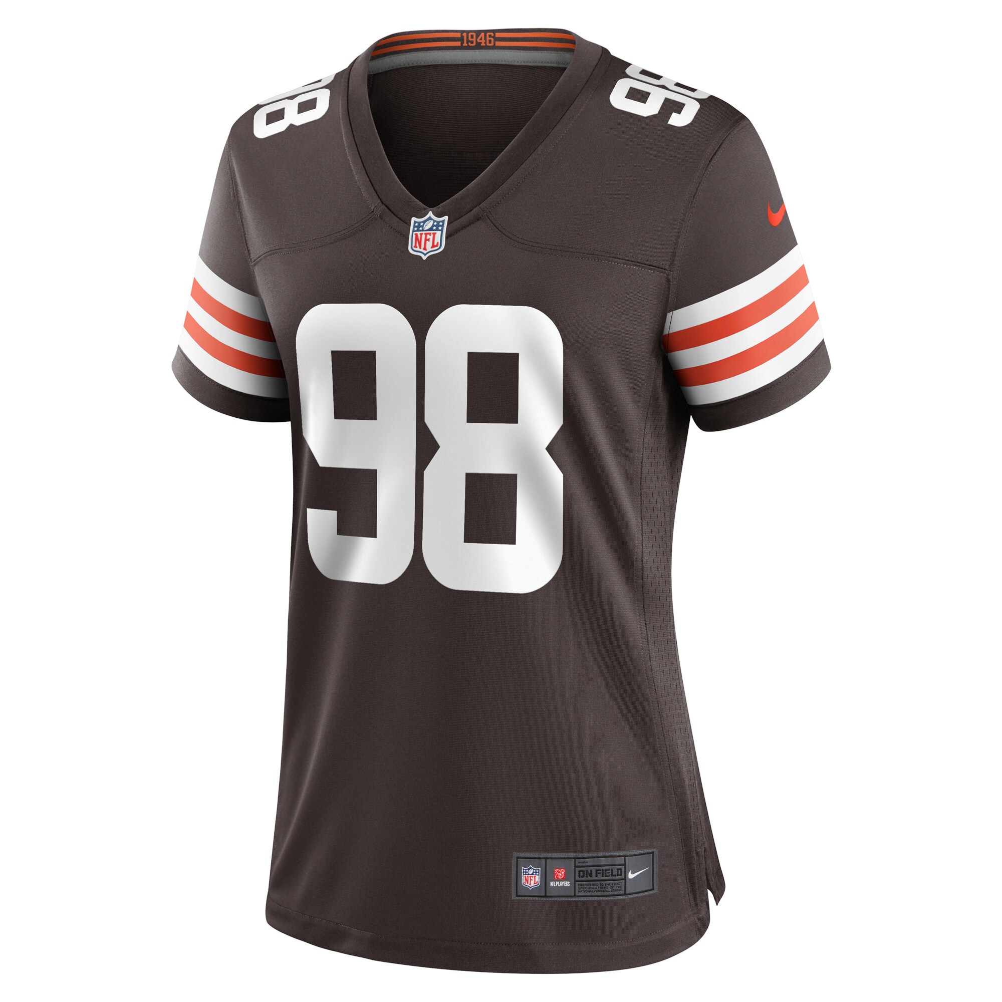 Alternative view of Women's Cleveland Browns Trysten Hill Brown Game Jersey JS5623 nicesnker