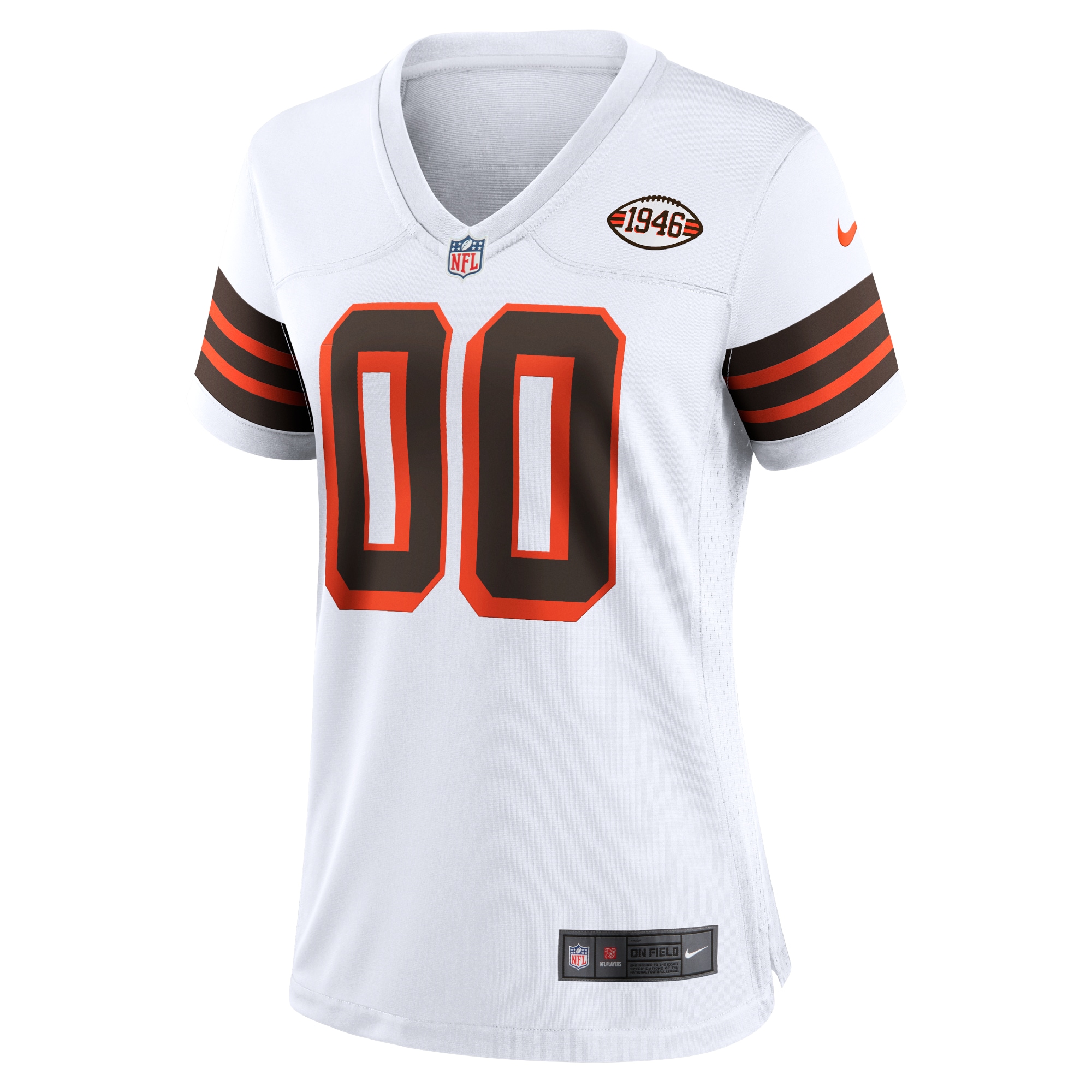 Alternative view of Women's Cleveland Browns White 1946 Collection Alternate Custom Jersey JS3016 nicesnker