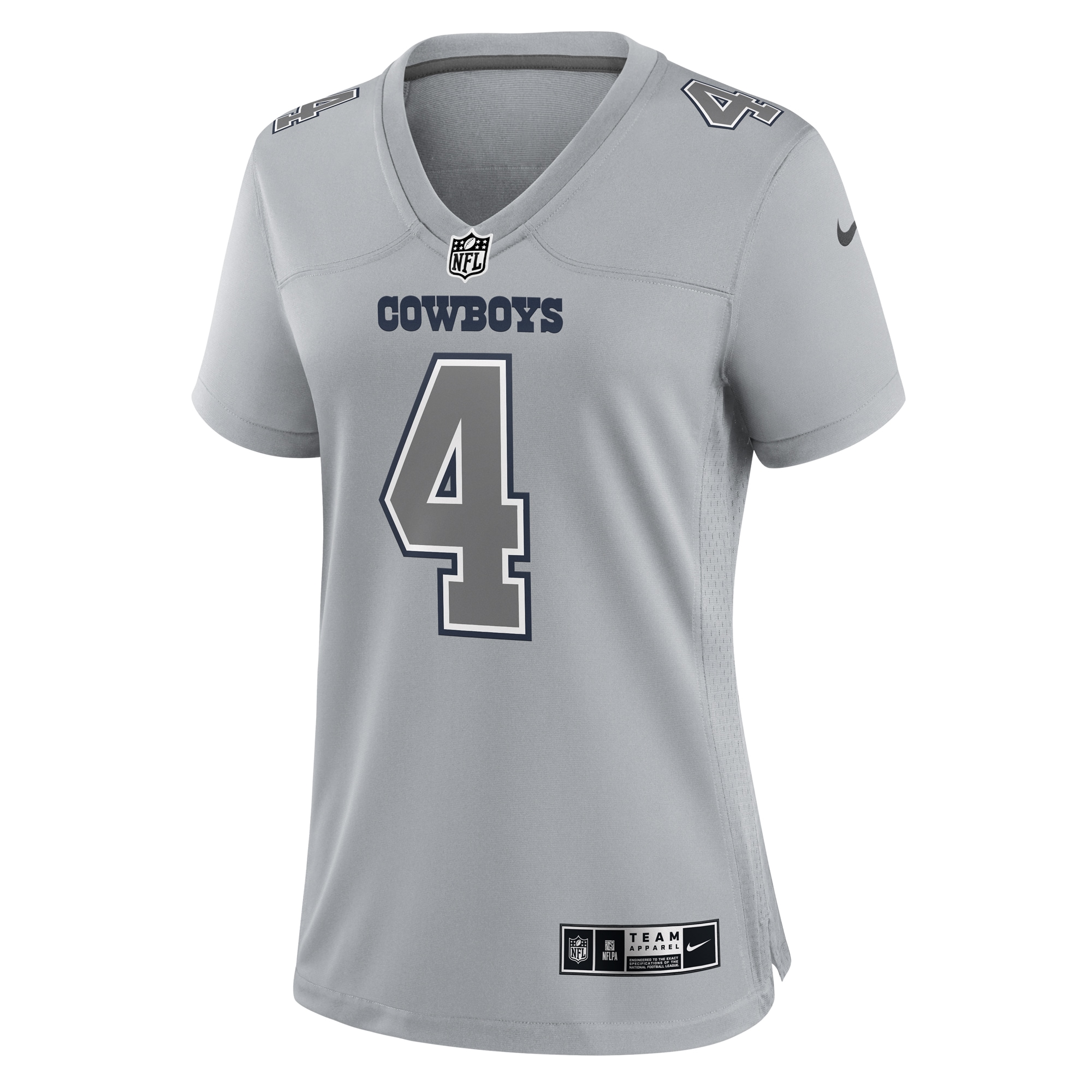 Alternative view of Women's Dallas Cowboys Dak Prescott Gray Atmosphere Fashion Game Jersey JS9532 nicesnker