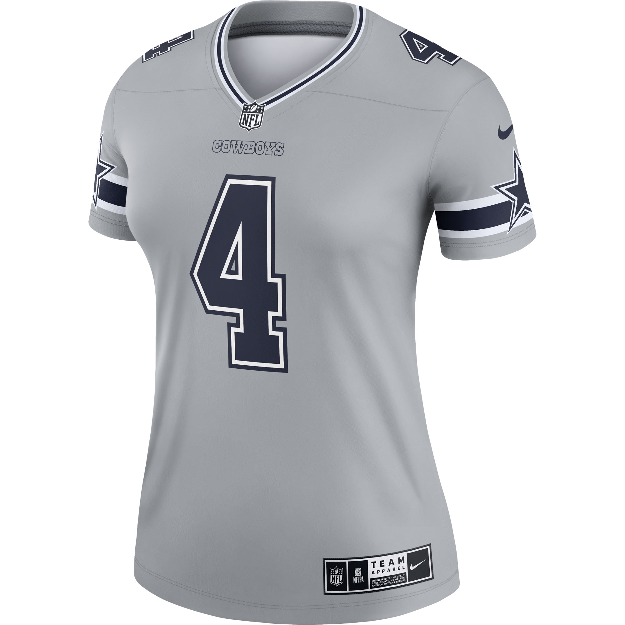 Alternative view of Women's Dallas Cowboys Dak Prescott Gray Inverted Legend Player Performance Top JS1661 nicesnker