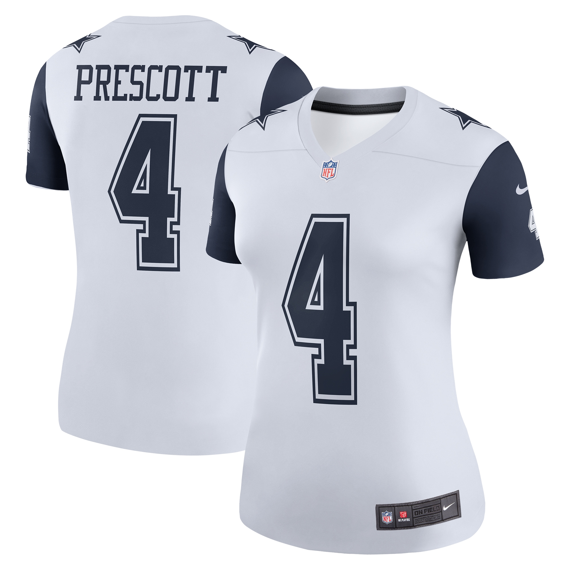 Women's Dallas Cowboys Dak Prescott White Legend Player Performance Top JS3200 nicesnker