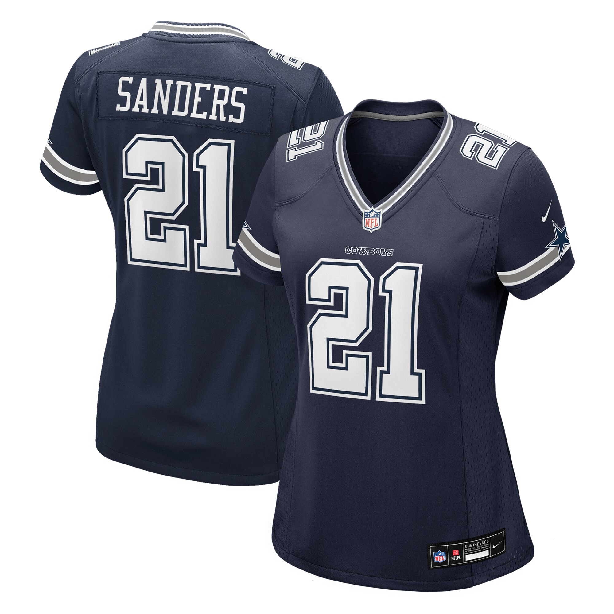 Women's Dallas Cowboys Deion Sanders Navy Team Retired Player Game Jersey JS4094 nicesnker