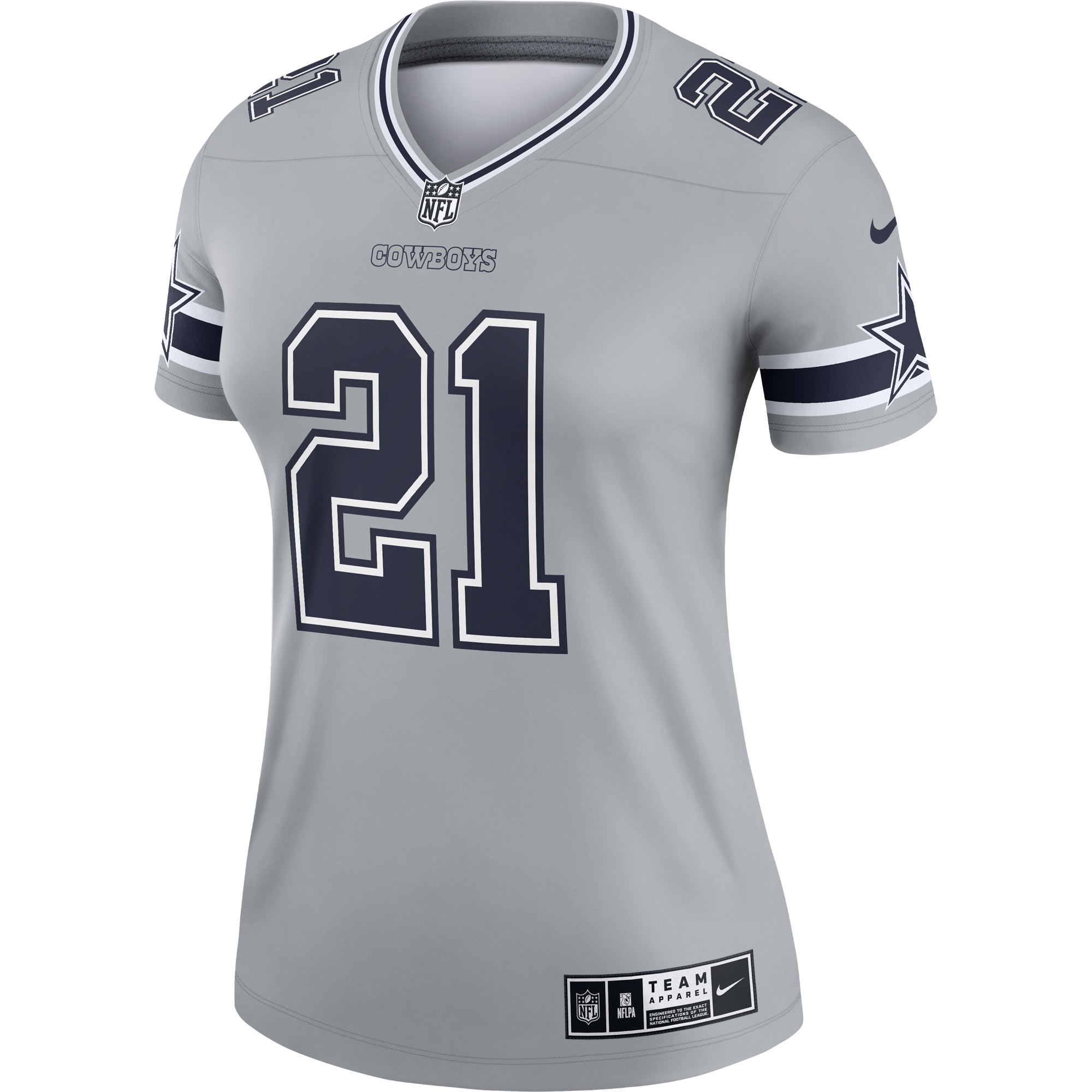 Alternative view of Women's Dallas Cowboys Ezekiel Elliott Gray Inverted Legend Player Performance Top JS6393 nicesnker
