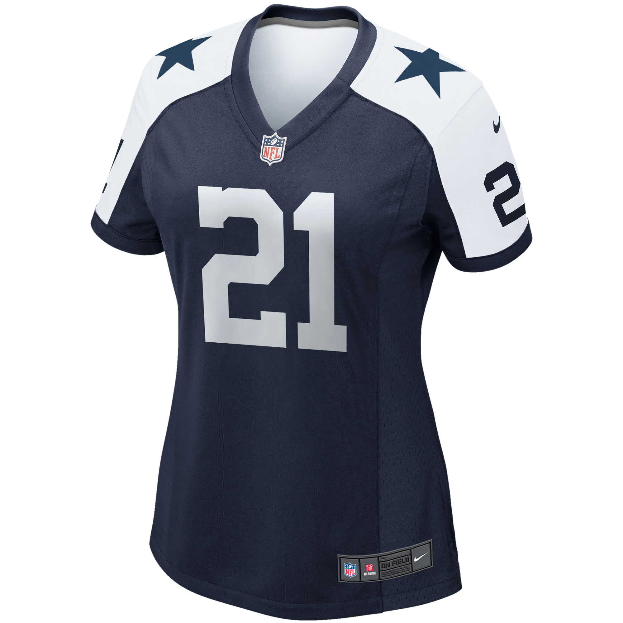 Alternative view of Women's Dallas Cowboys Ezekiel Elliott Navy Alternate Game Team Jersey JS9826 nicesnker