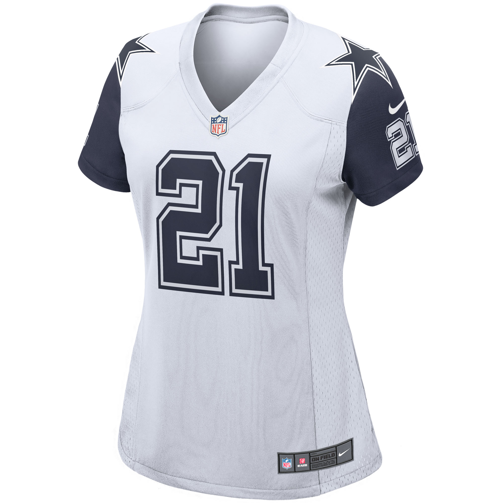 Alternative view of Women's Dallas Cowboys Ezekiel Elliott White Alternate Game Jersey JS7086 nicesnker