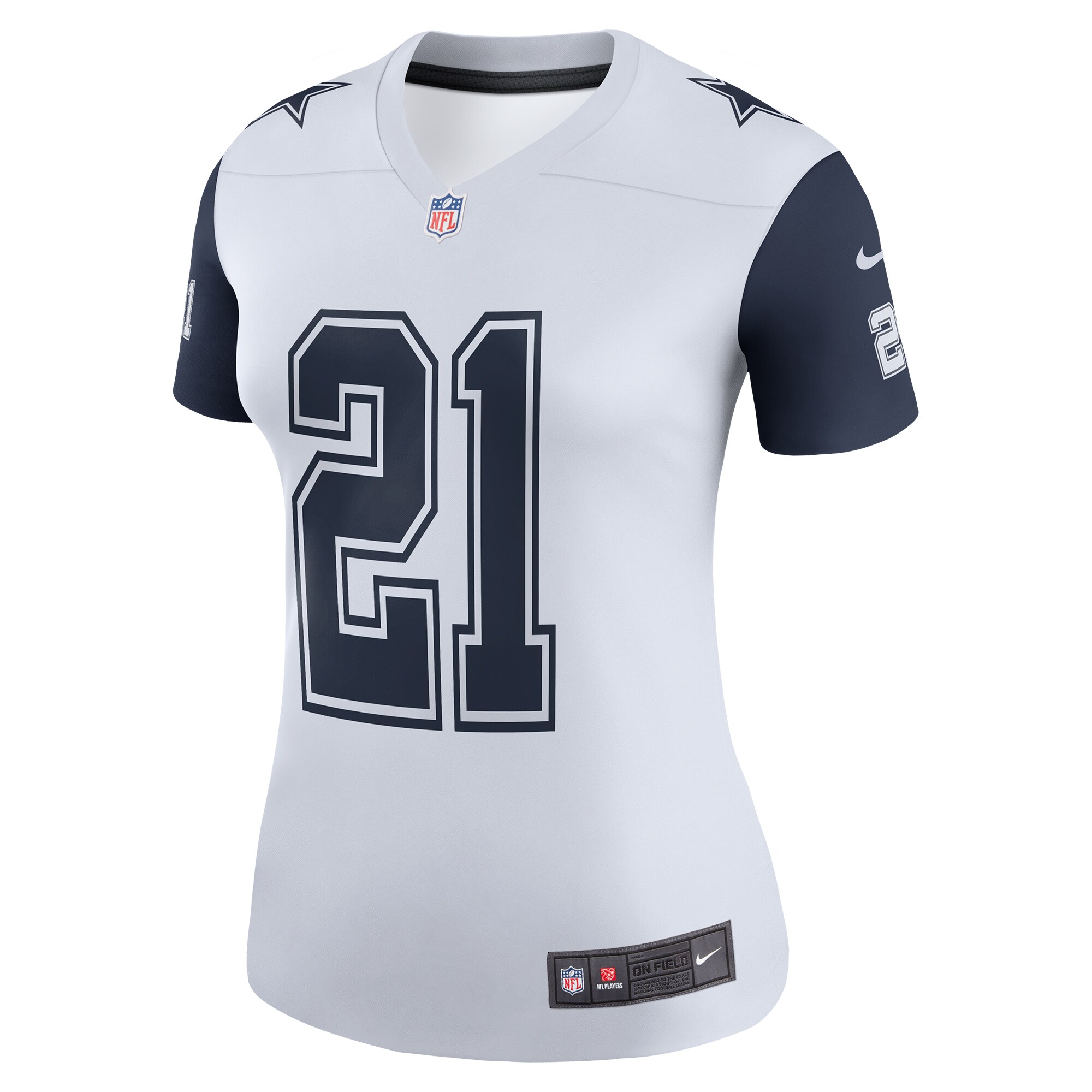 Alternative view of Women's Dallas Cowboys Ezekiel Elliott White Color Rush Legend Player Player Performance Top JS8736 nicesnker