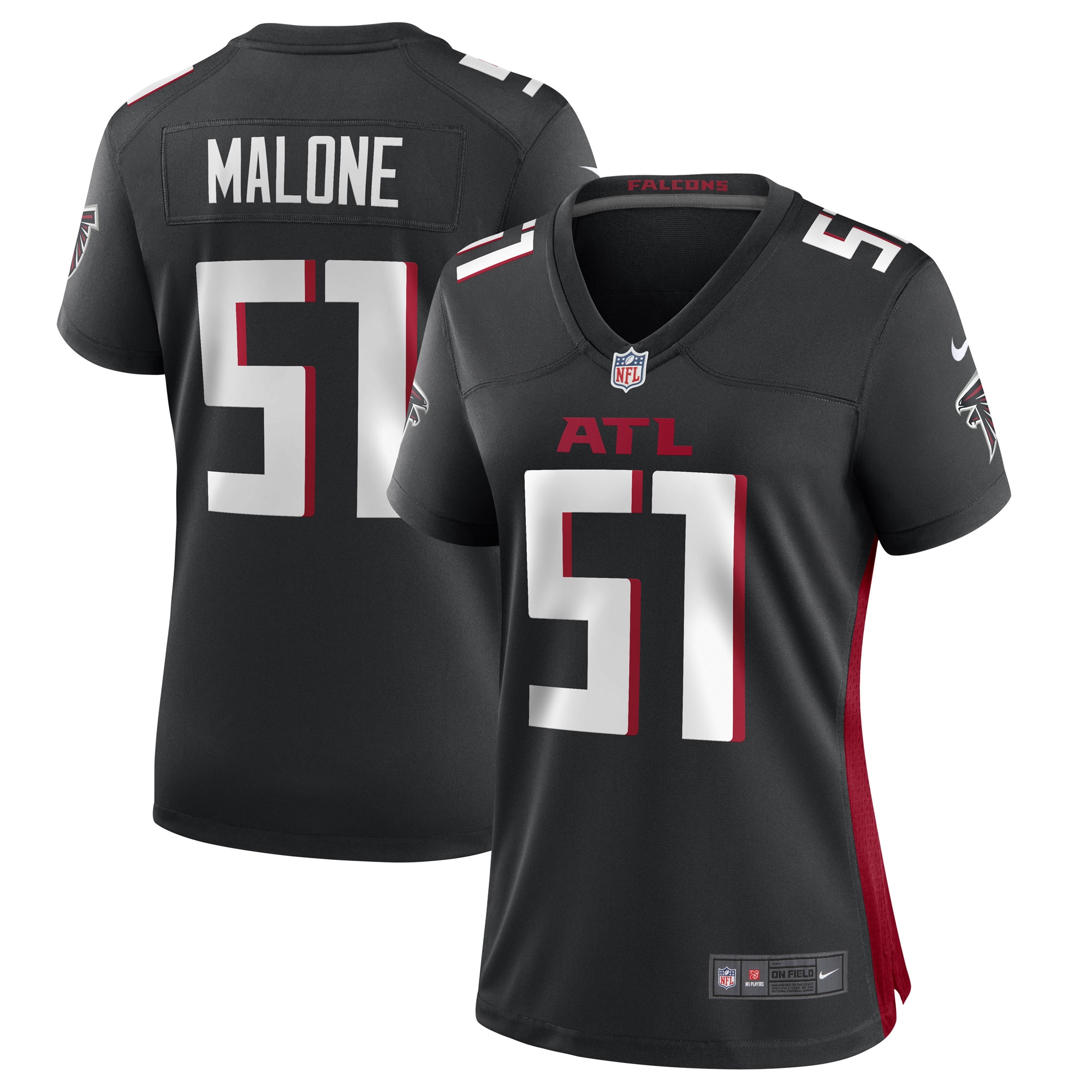Women's DeAngelo Malone Atlanta Falcons Black Game Player Jersey JS4275 nicesnker