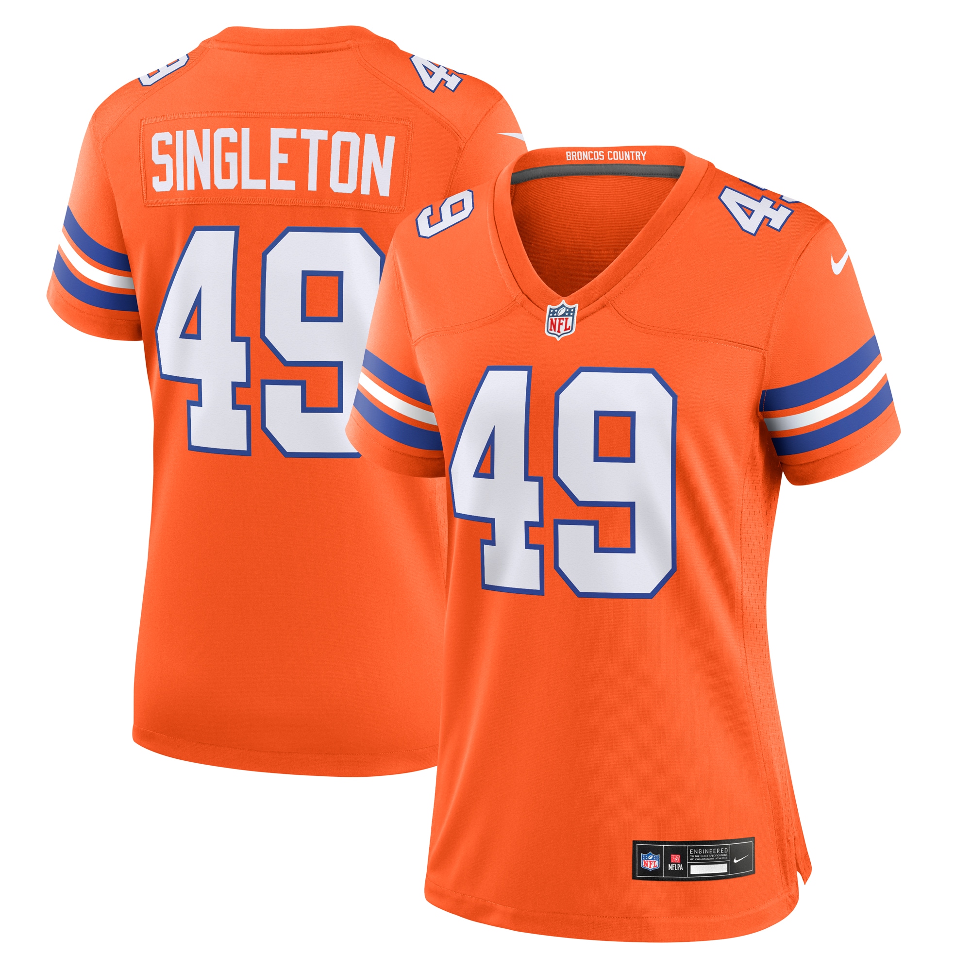 Women's Denver Broncos Alex Singleton Orange Alternate Game Jersey JS2836 nicesnker