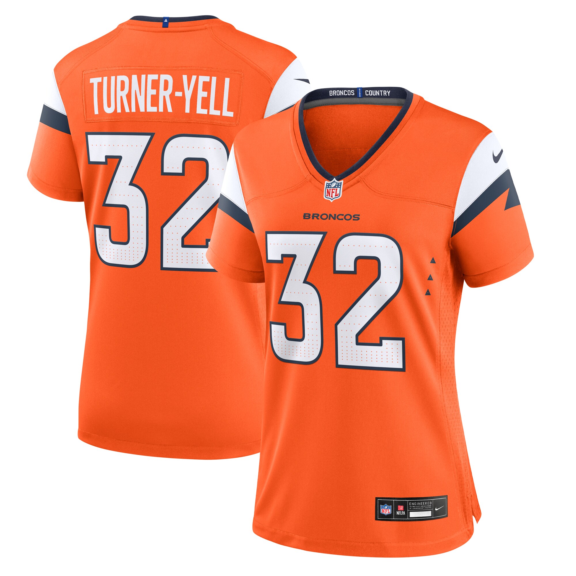 Women's Denver Broncos Delarrin Turner-Yell Orange Team Game Jersey JS1481 nicesnker