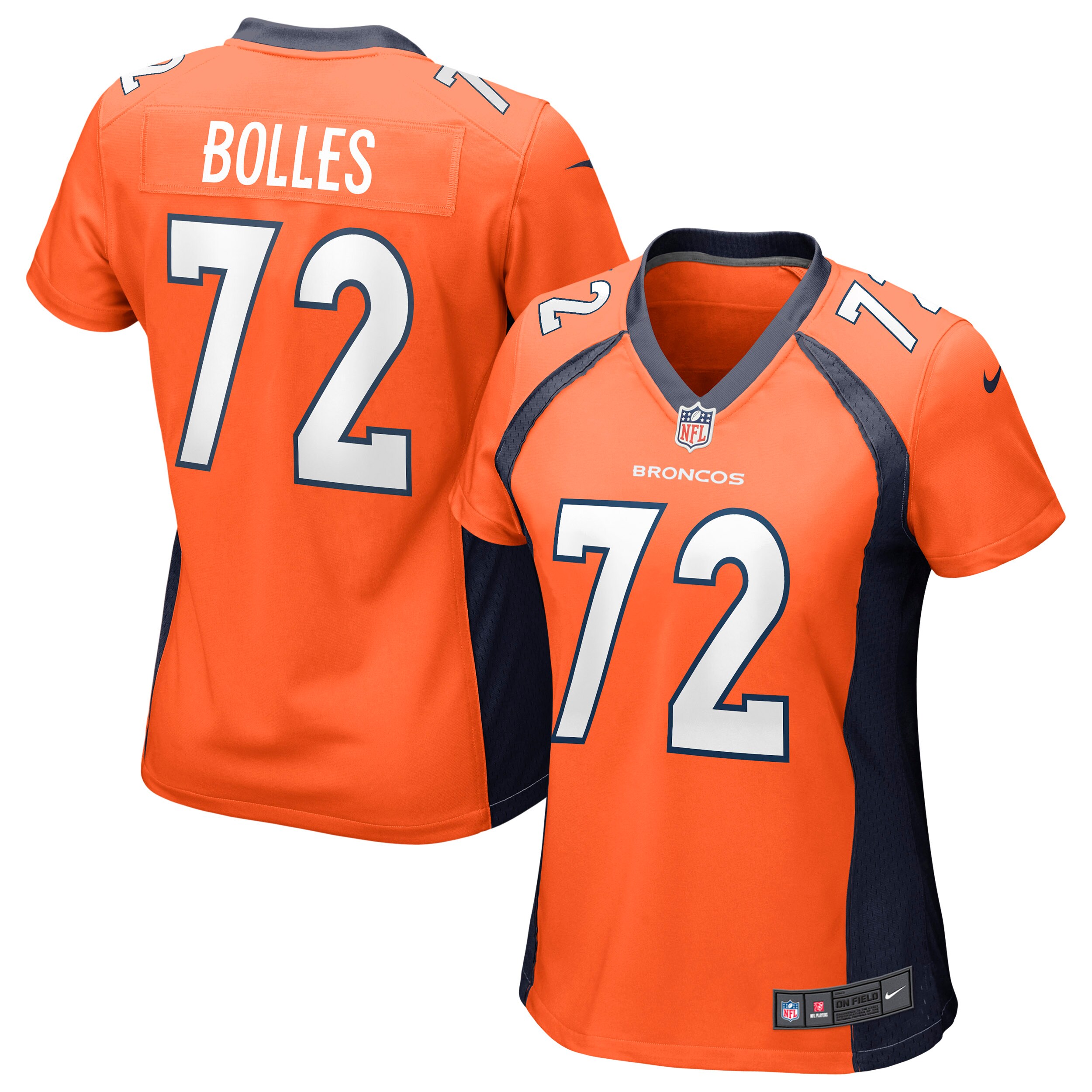 Women's Denver Broncos Garett Bolles Orange Game Jersey JS4154 nicesnker