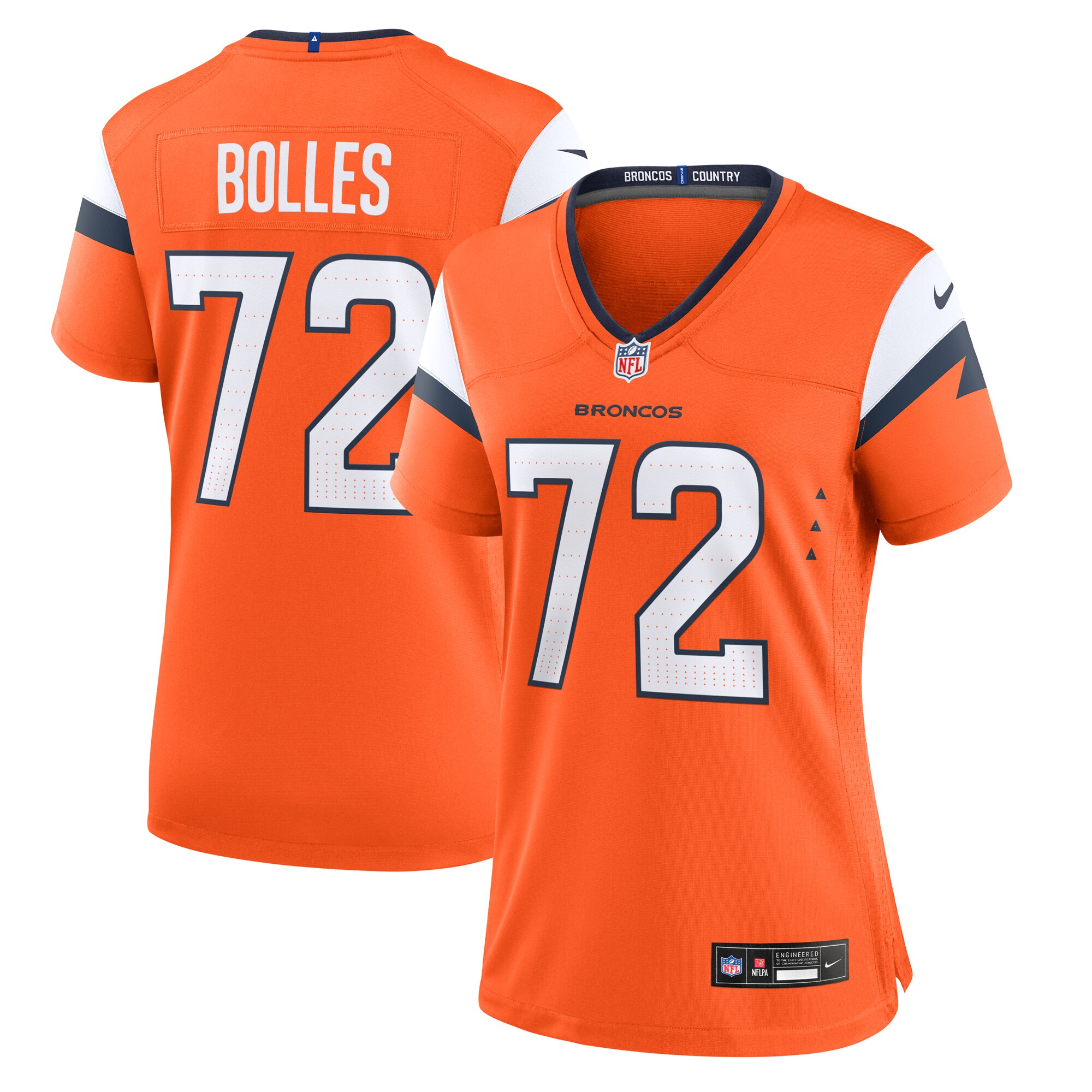 Women's Denver Broncos Garett Bolles Orange Team Game Jersey JS1754 nicesnker