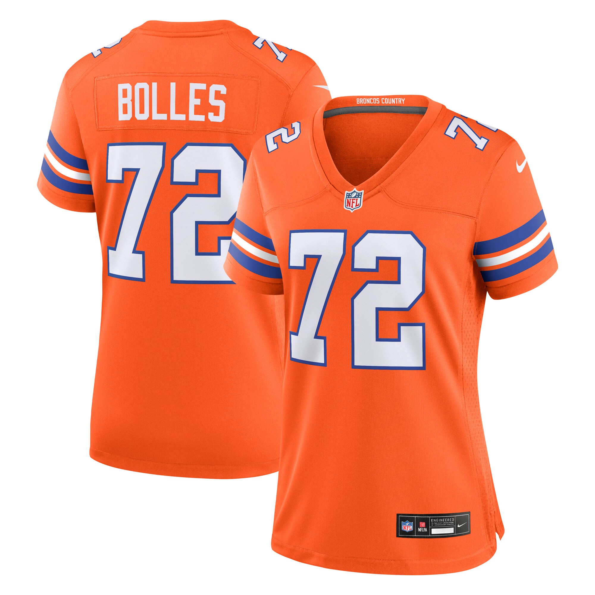 Women's Denver Broncos Garrett Bolles Orange Mile High Collection 1977 Throwback Player Game Jersey JS1491 nicesnker