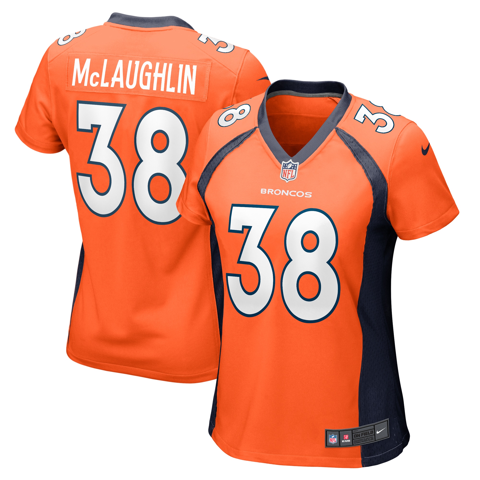 Women's Denver Broncos Jaleel McLaughlin Orange Game Jersey JS3372 nicesnker